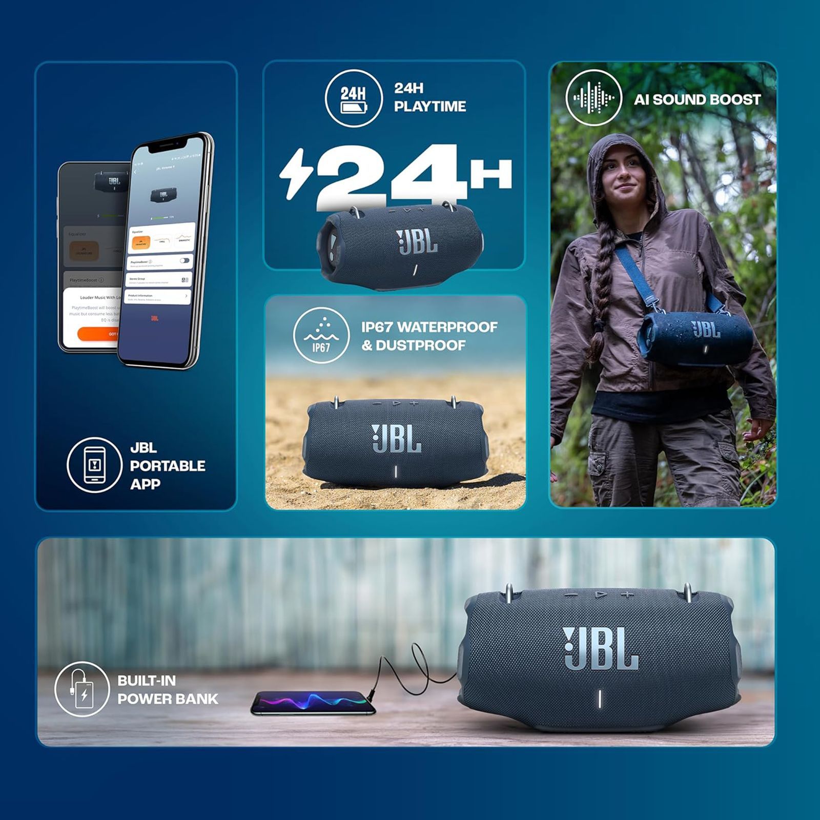 JBL Xtreme 4 100W Portable Bluetooth Speaker (IP67 Waterproof, AI Sound Boost, Blue)_18