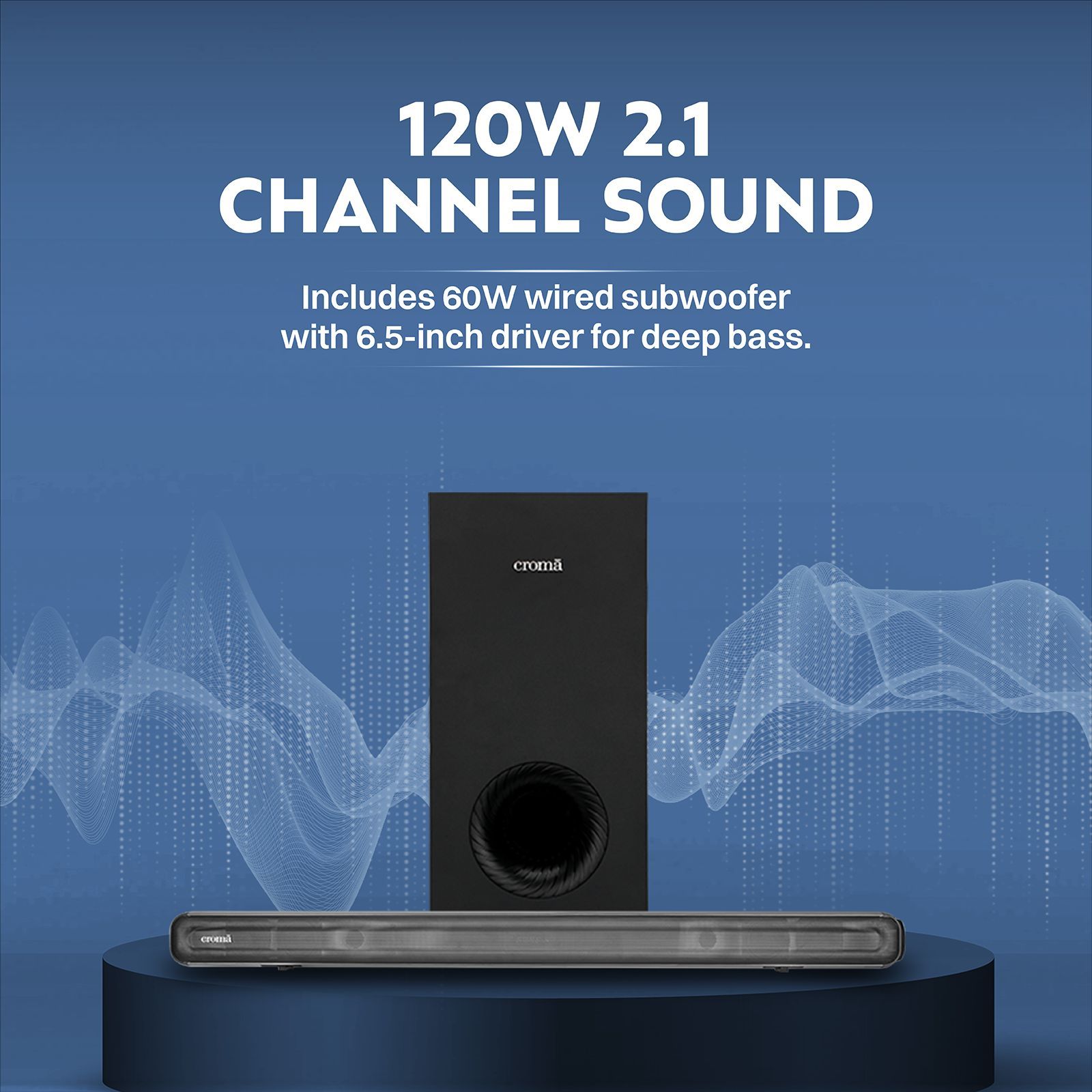 Croma 120W Bluetooth Soundbar with Remote (Preset EQ Modes, 2.1 Channel, Black) Croma 120W Bluetooth Soundbar with Remote (Preset EQ Modes, 2.1 Channel, Black)_4