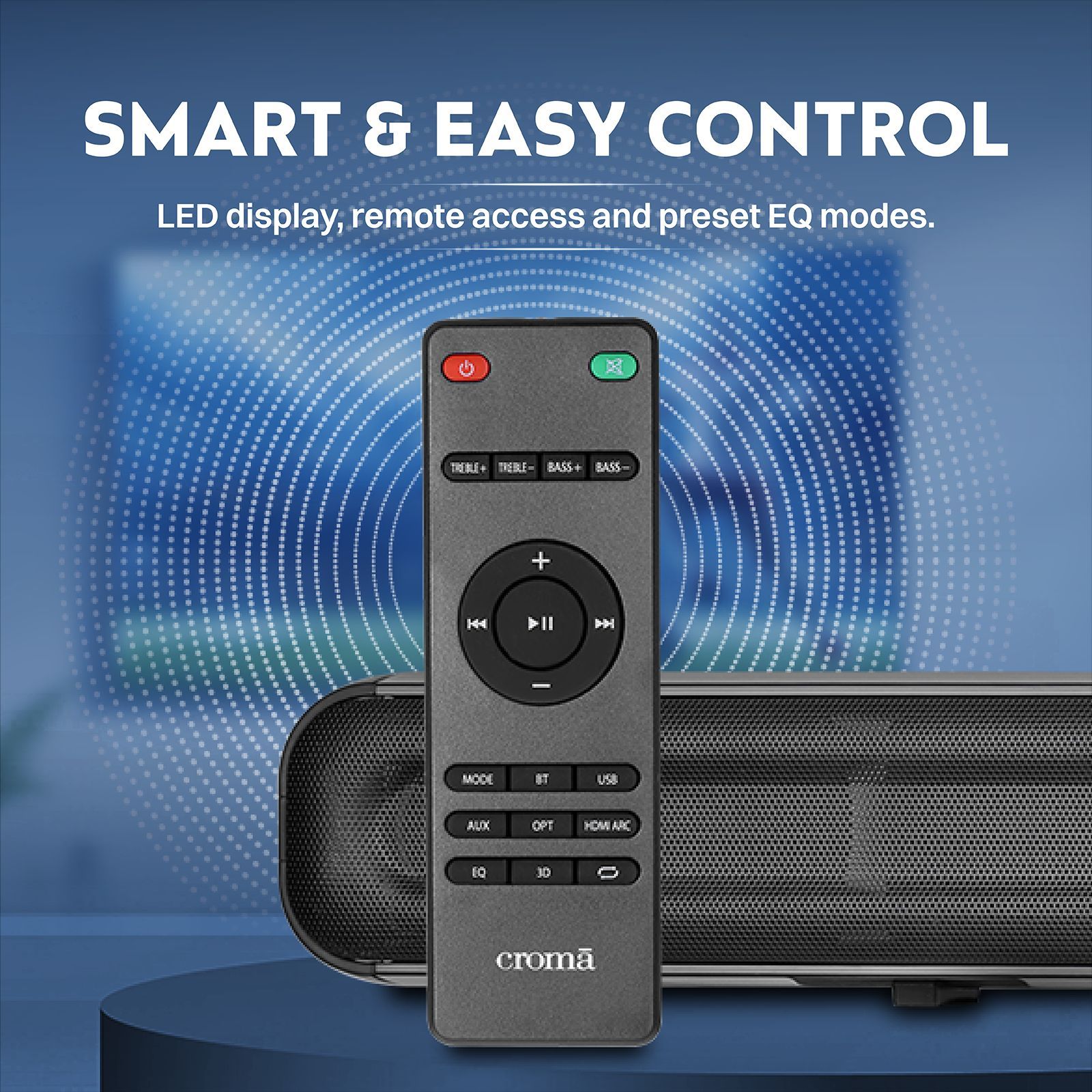 Croma 120W Bluetooth Soundbar with Remote (Preset EQ Modes, 2.1 Channel, Black) Croma 120W Bluetooth Soundbar with Remote (Preset EQ Modes, 2.1 Channel, Black)_6