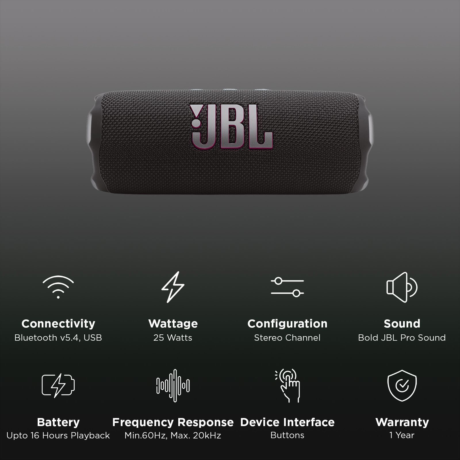 JBL Flip 7 25W Portable Bluetooth Speaker (Waterproof, Bold Pro Sound with AI Sound Boost, Stereo Channel, Black & Orange)_3
