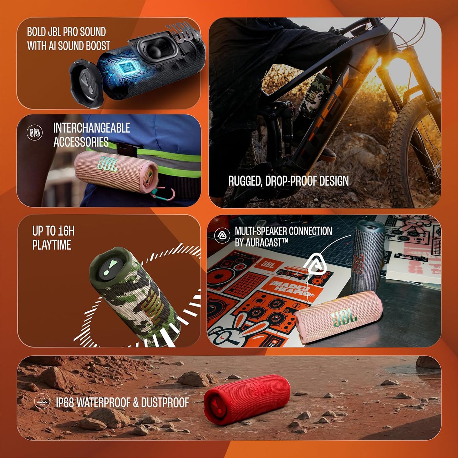 JBL Flip 7 25W Portable Bluetooth Speaker (Waterproof, Bold Pro Sound with AI Sound Boost, Stereo Channel, Blue)_19