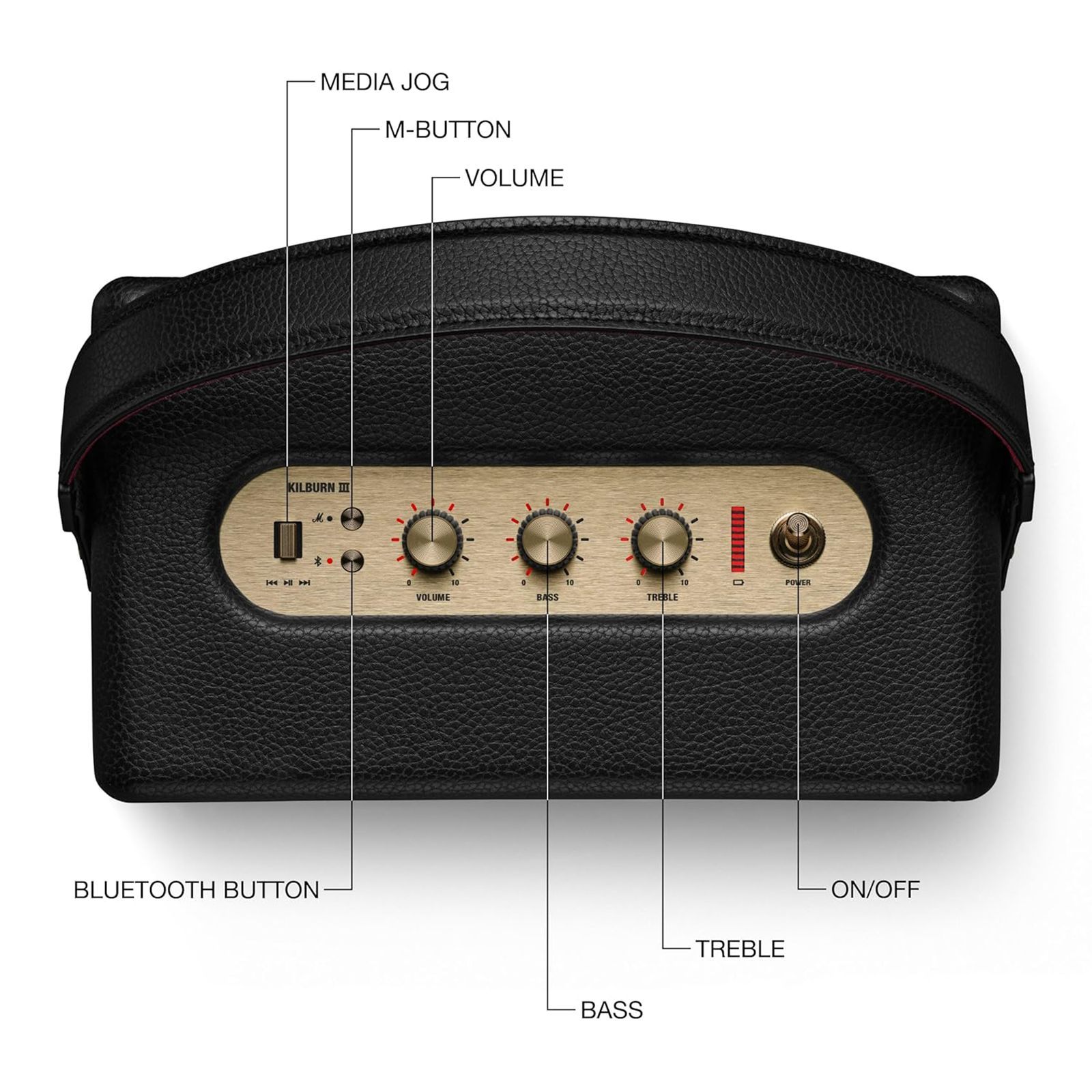 Marshall Kilburn 3 Portable Bluetooth Speaker (IP54 Dust & Water Resistant, 360 Degree Sound, Stereo Channel, Black & Brass)_12