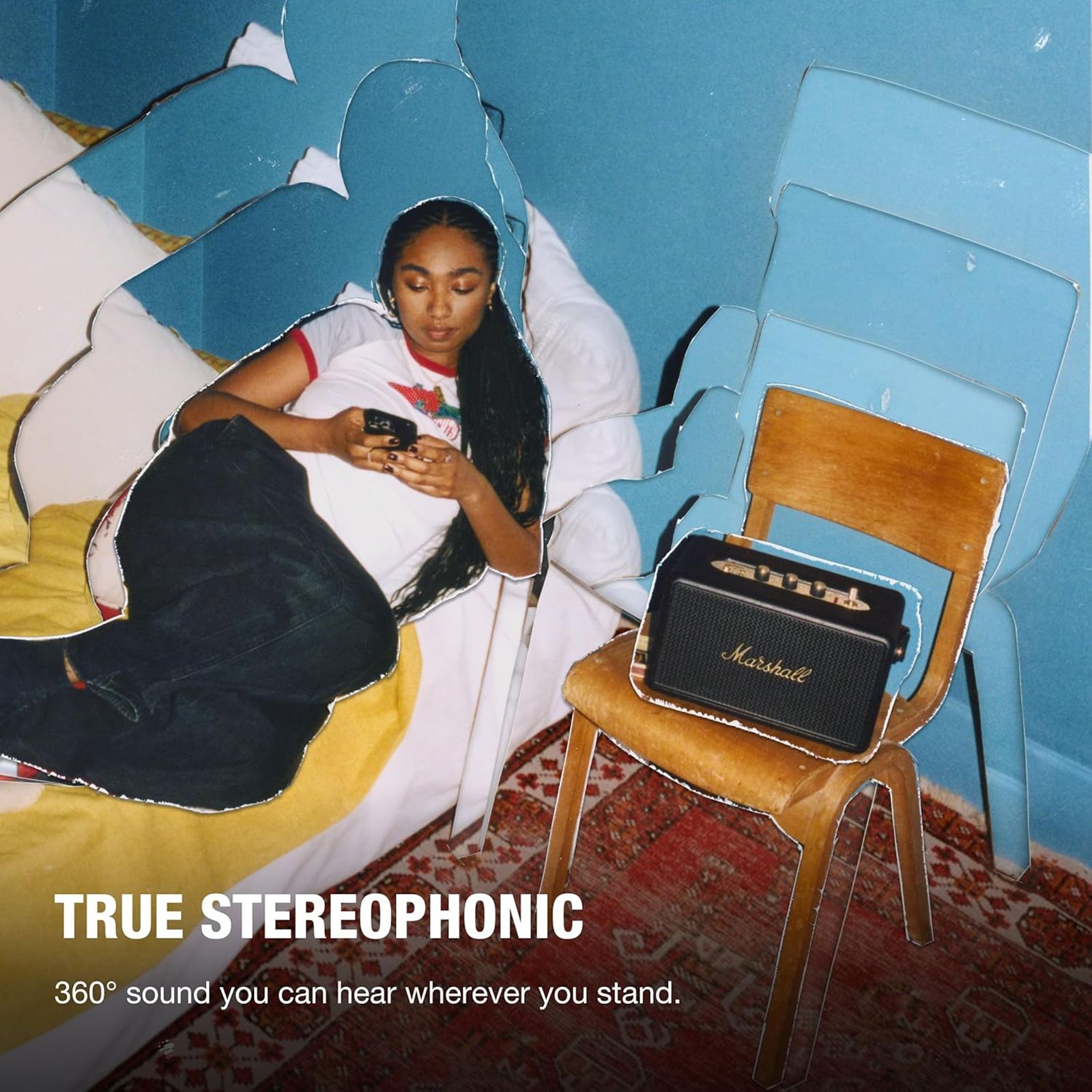 Marshall Kilburn 3 Portable Bluetooth Speaker (IP54 Dust & Water Resistant, 360 Degree Sound, Stereo Channel, Black & Brass)_14