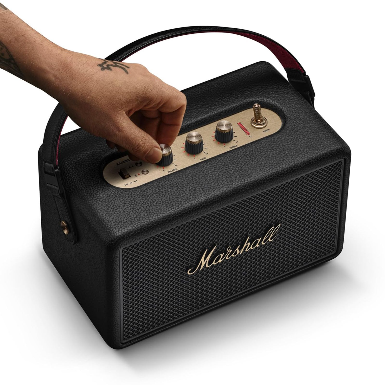 Marshall Kilburn 3 Portable Bluetooth Speaker (IP54 Dust & Water Resistant, 360 Degree Sound, Stereo Channel, Black & Brass)_15