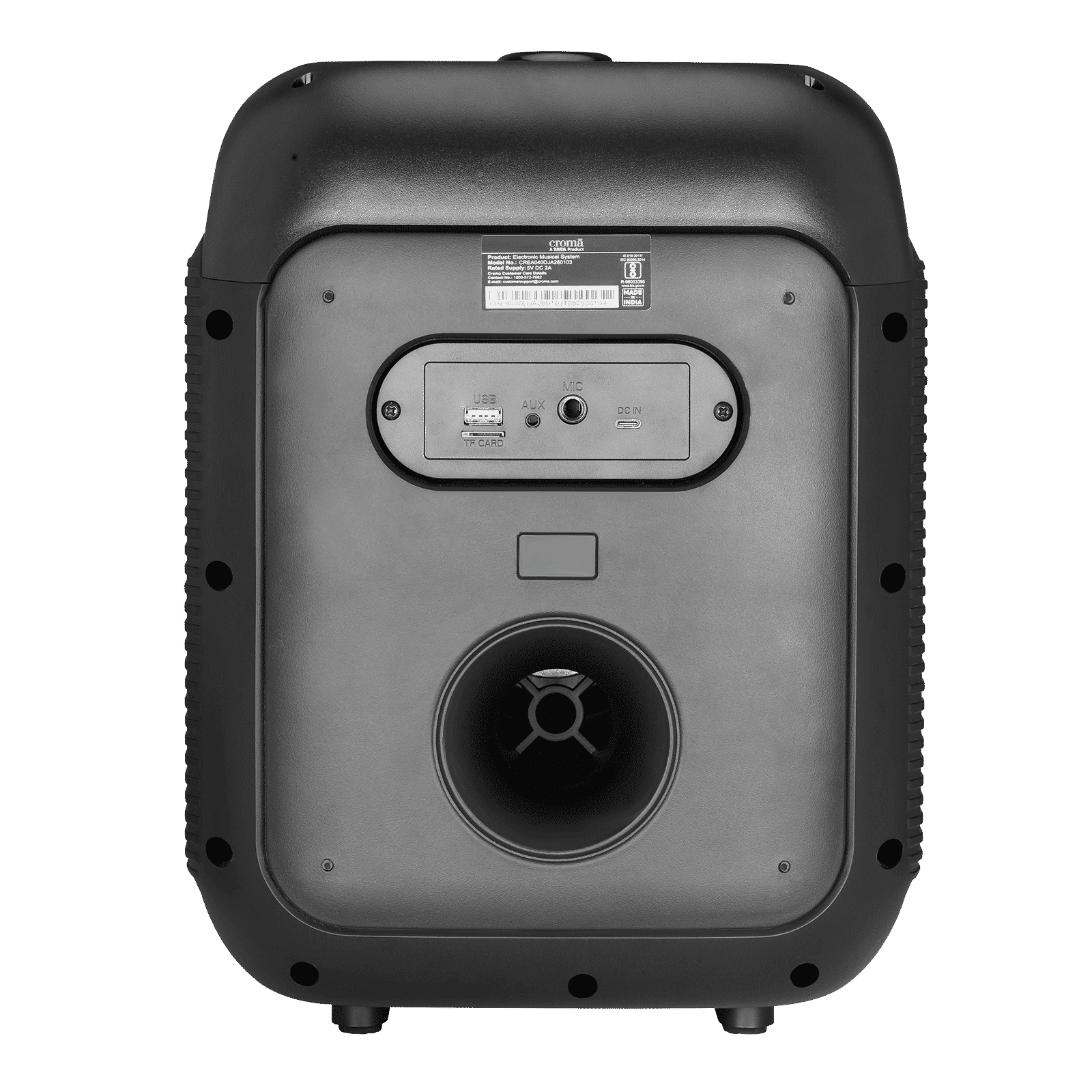 Croma 40W Bluetooth Party Speaker with Mic (RGB LED Lights, 2.1 Channel, Black) Croma 40W Bluetooth Party Speaker with Mic (RGB LED Lights, 2.1 Channel, Black)_9