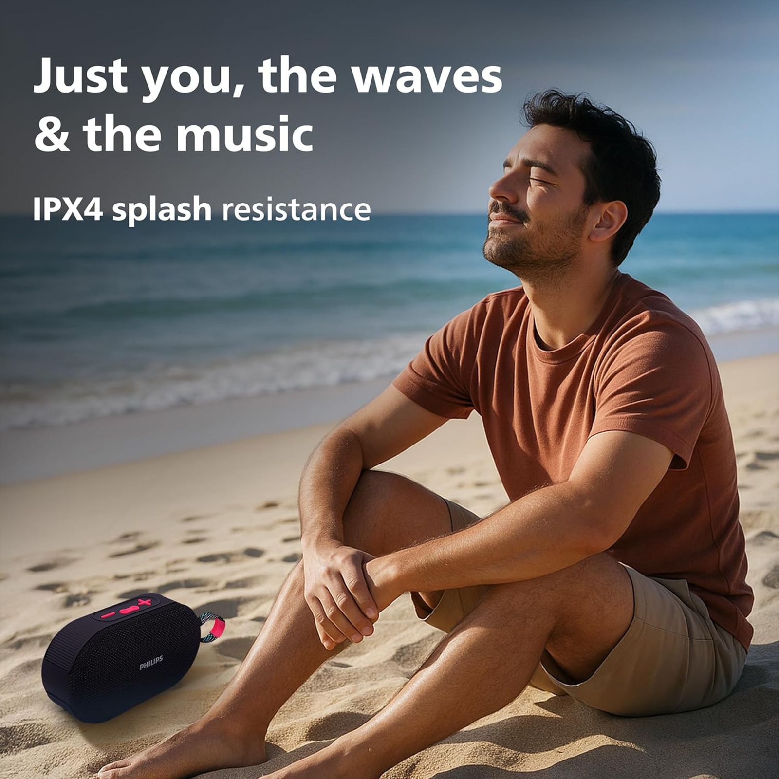 PHILIPS 12W Portable Bluetooth Speaker (IPX4 Water Resistance, RGB Light Modes, Mono Channel, Black)_9
