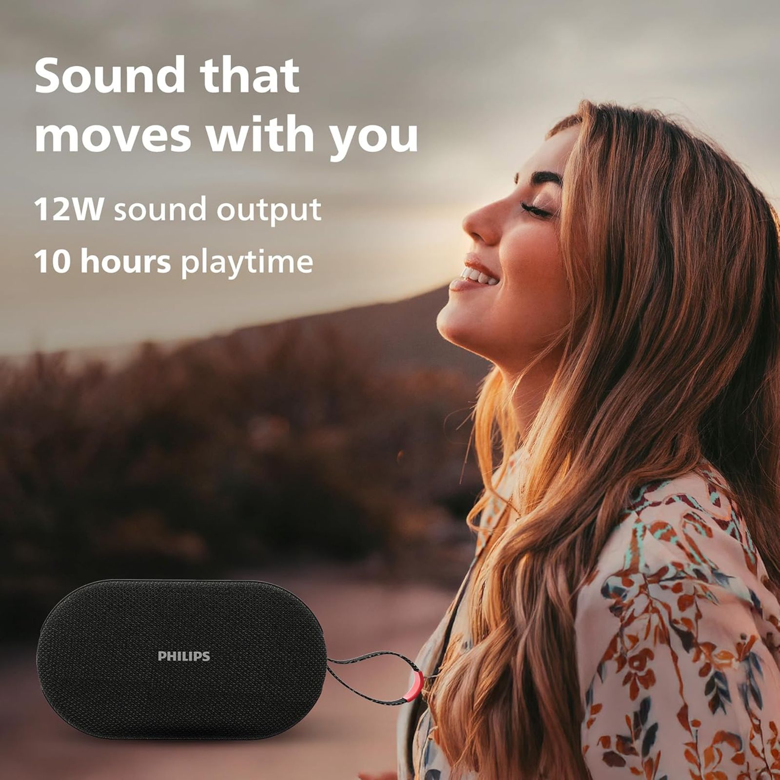 PHILIPS 12W Portable Bluetooth Speaker (IPX4 Water Resistance, RGB Light Modes, Mono Channel, Black)_6