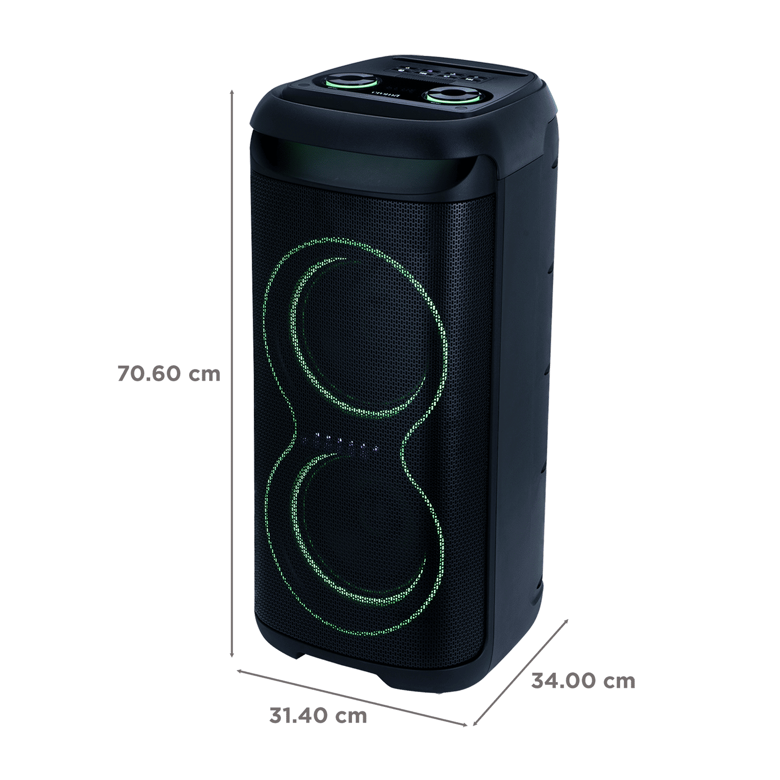 Croma 180W Party Speaker with Mic (Music Sync LED Light, 2.1 Channel, Black)_2