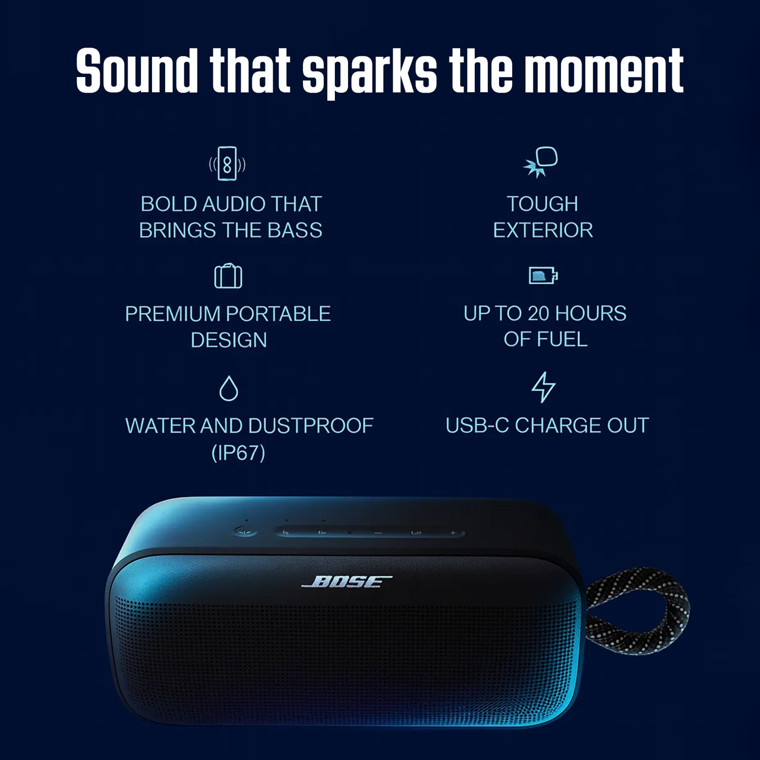 Bose SoundLink Plus 5.25W Portable Bluetooth Speaker (IP67 Water Resistant, 20 Hours Playback Time, Mono Speaker, Black)_11