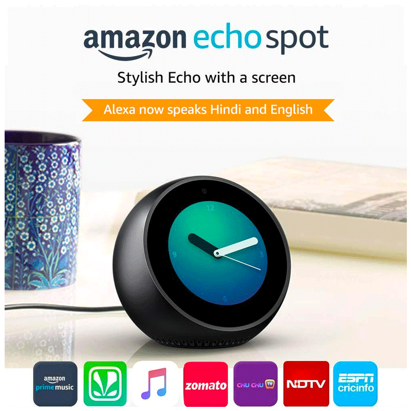 amazon Echo Spot Smart Speaker (B01J6A7FGQ, Black)_2