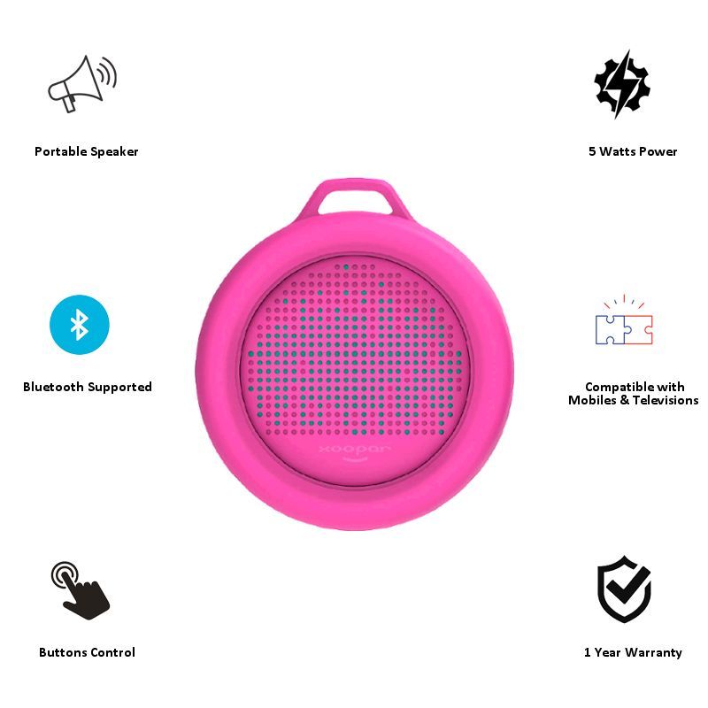 xoopar Splash Pop 5W Portable Bluetooth Speaker (IP65 Water Resistant, Powerful HD Sound, Mono Channel, Pink)_3