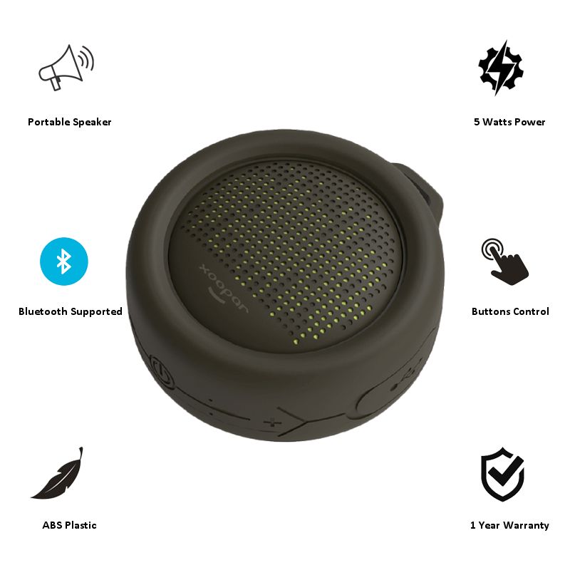xoopar Splash Pop 5W Portable Bluetooth Speaker (IP65 Water Resistant, Deep Bass Sound, Mono Channel, Black)_3