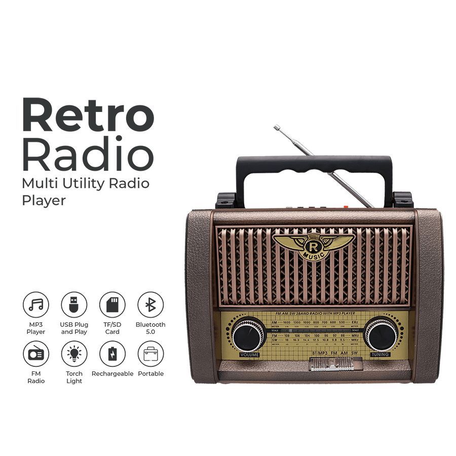 iGear Retro 8 Watts Radio Player (Bluetooth, iG-1111, Brown)_7