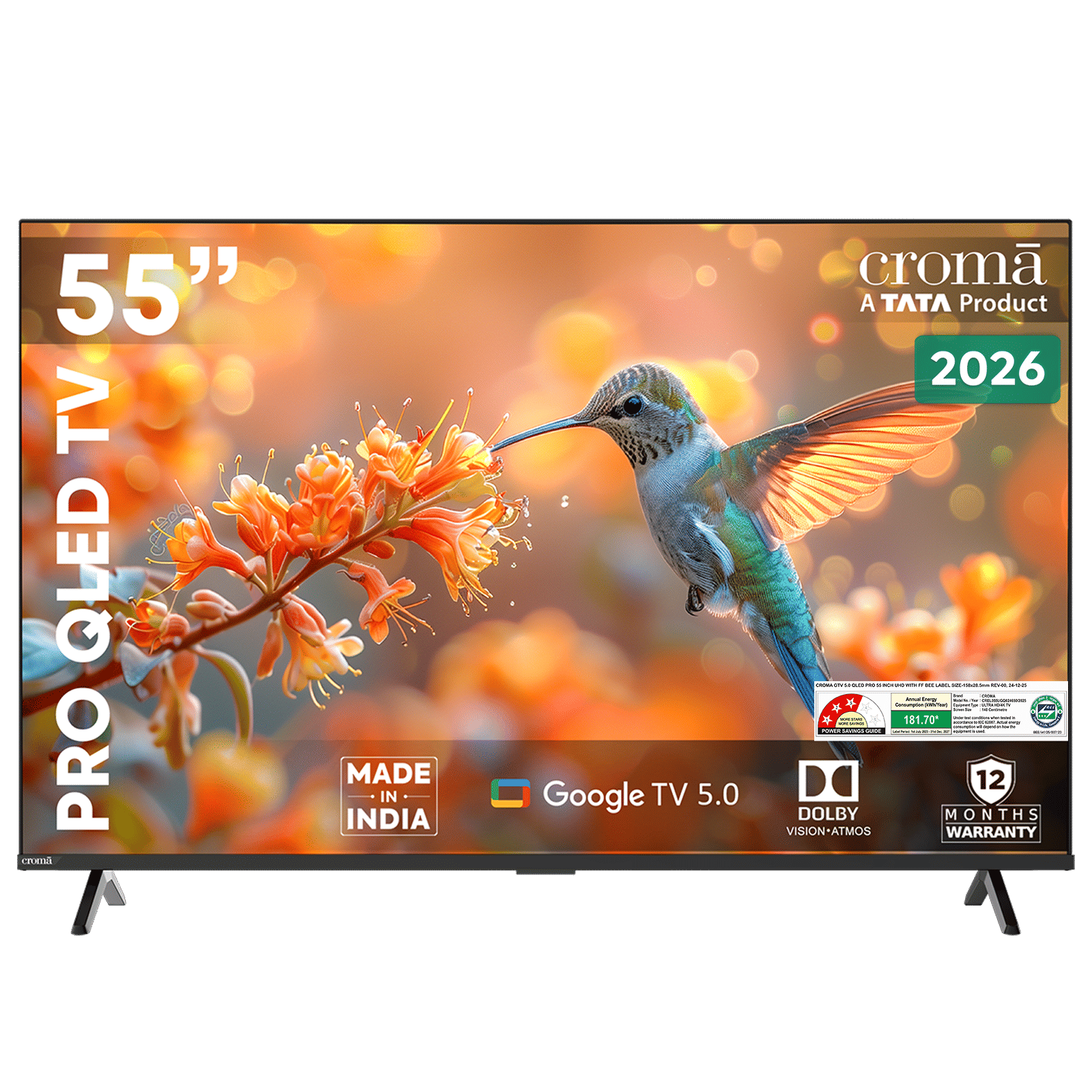 Croma Pro 140 cm (55 inch) 3 Star QLED 4K Ultra HD Smart Google TV with A+ Grade Panel (2026 model)_1