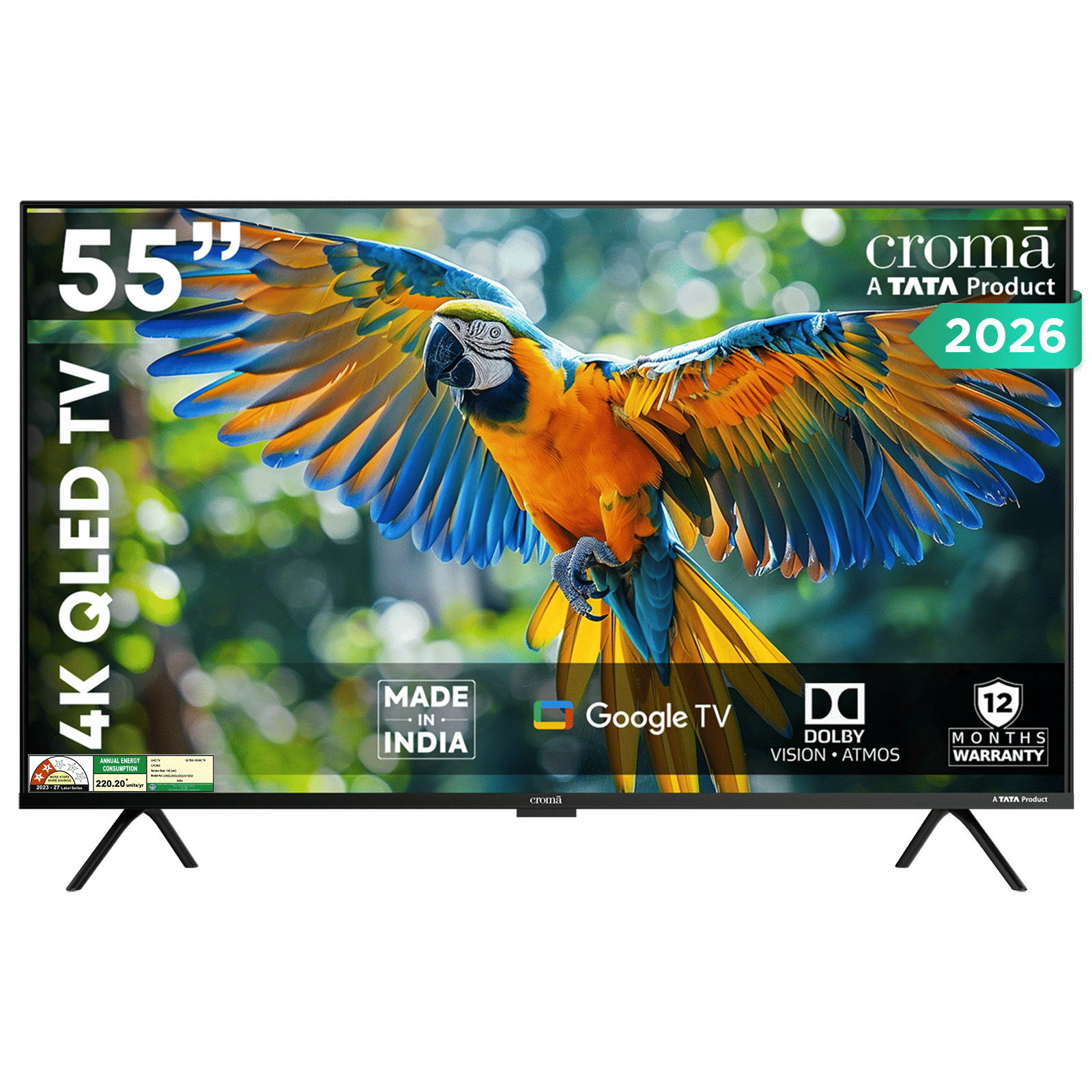 Croma 140 cm (55 inch) QLED 4K Ultra HD Smart Google TV with Google Voice Assistant (2026 Model)_1