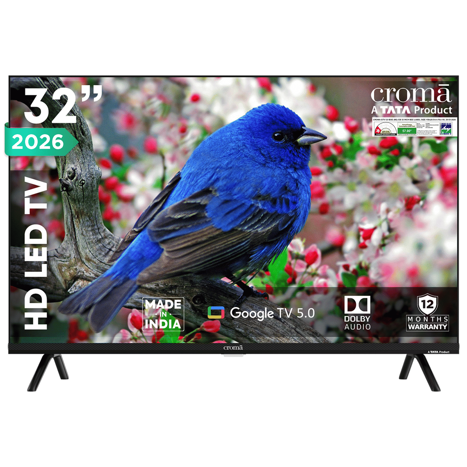 Croma 80cm (32 inch) 1 Star HD LED Smart Google TV with Google Assistant (2026 Model)_1