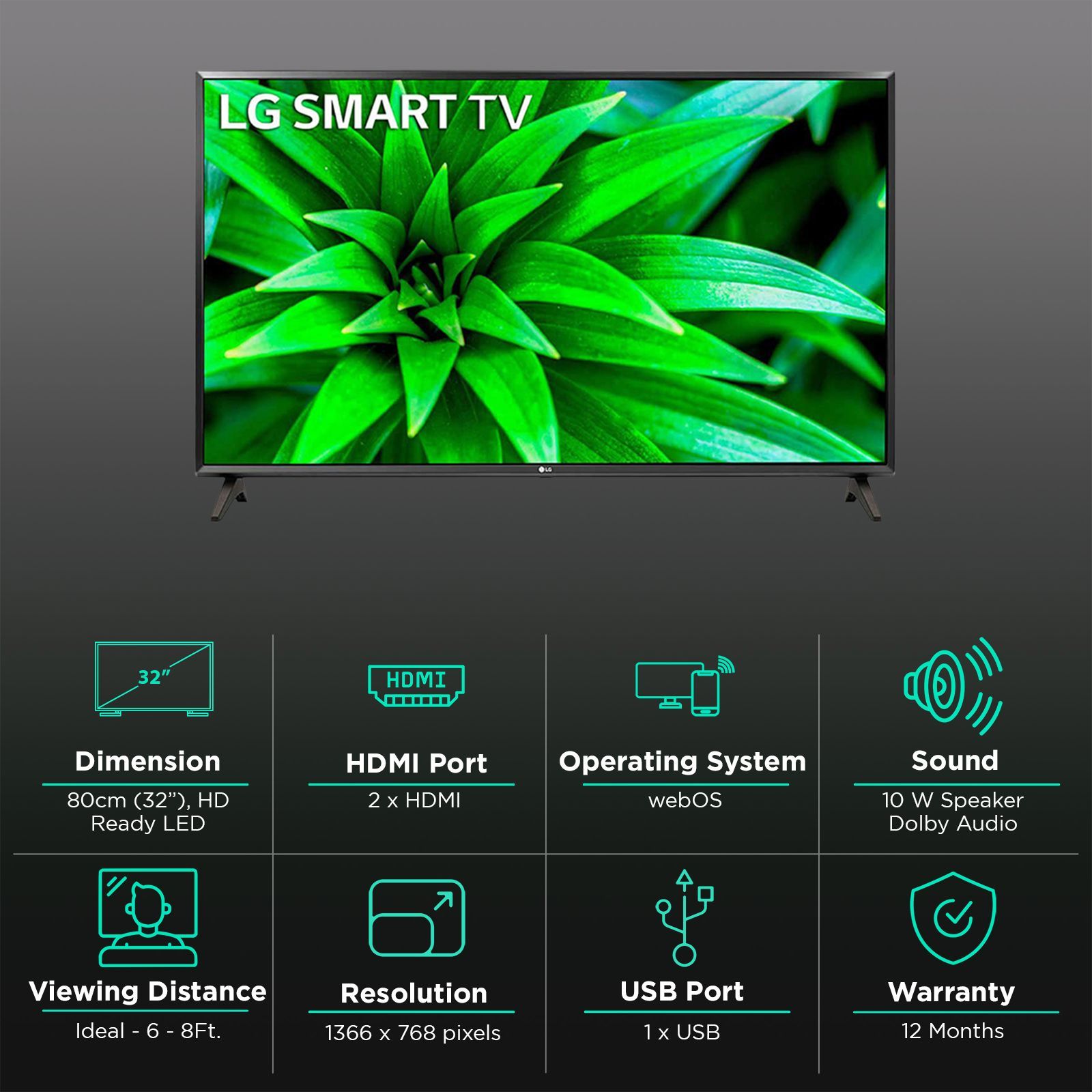LG LM56 80cm (32 Inch) HD Ready LED Smart WebOS TV with DTS Virtual:X_3
