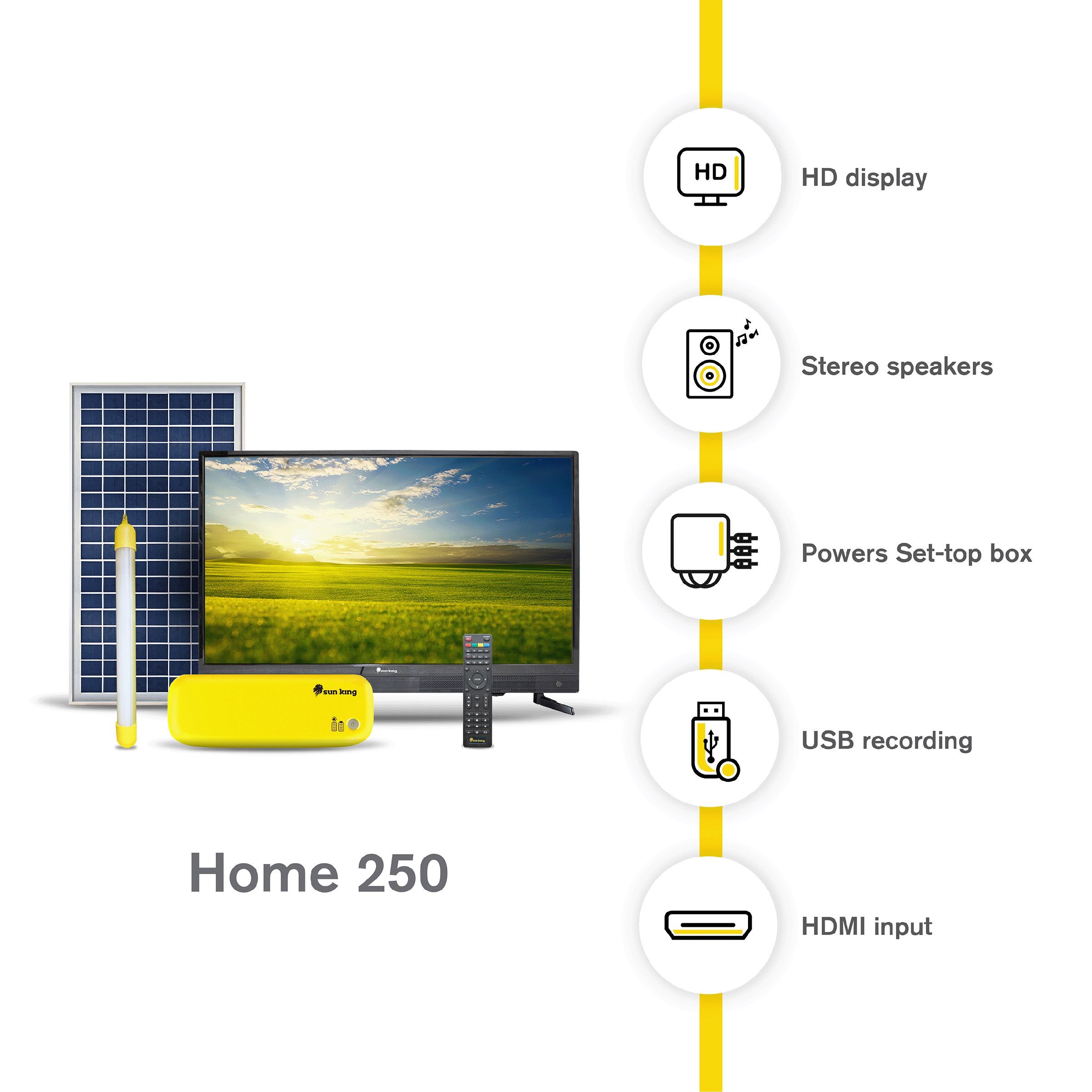 sun king Home 250 81 cm (32 inch) HD Ready LED TV with Solar Powered Control Unit and Tubelight_4