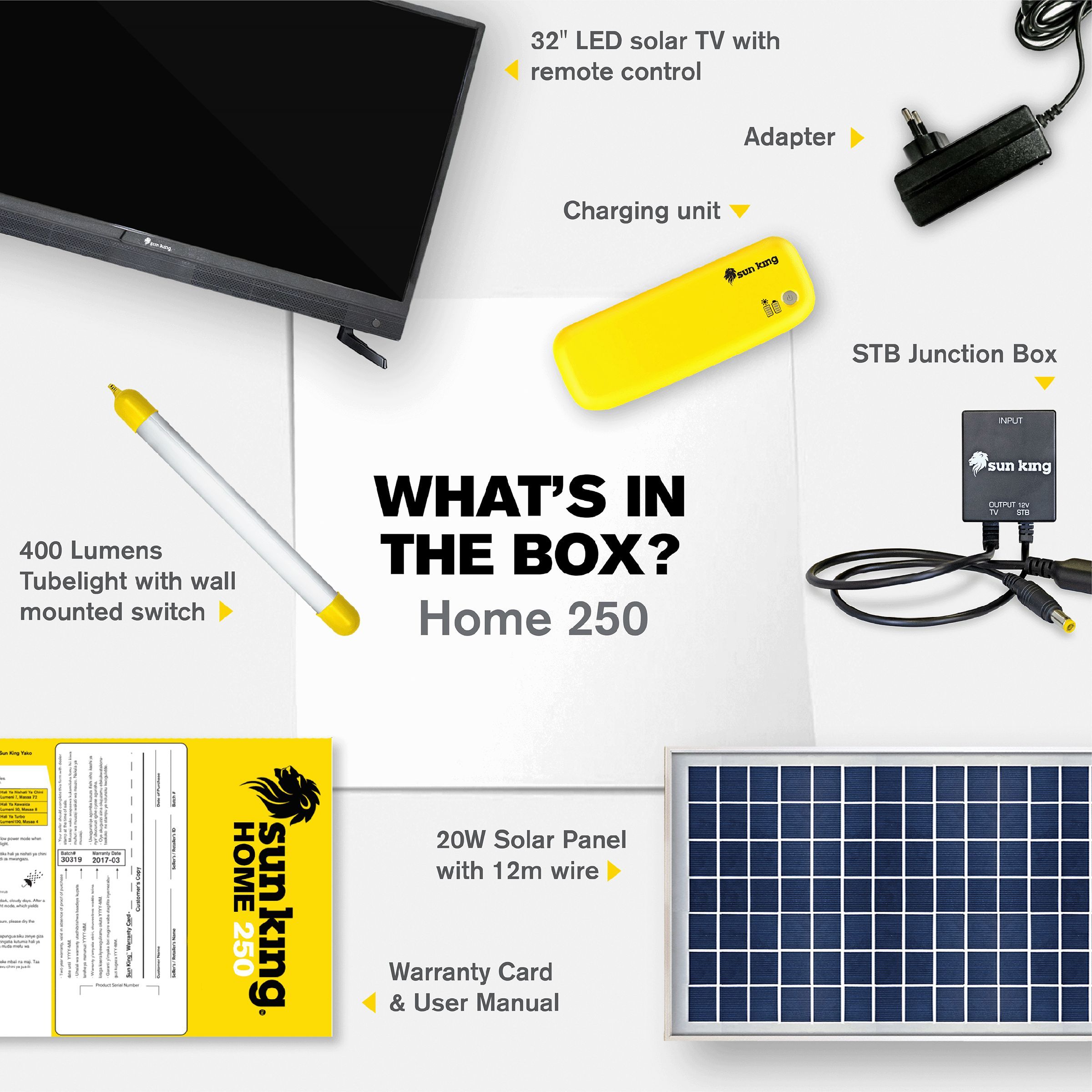 sun king Home 250 81 cm (32 inch) HD Ready LED TV with Solar Powered Control Unit and Tubelight_6
