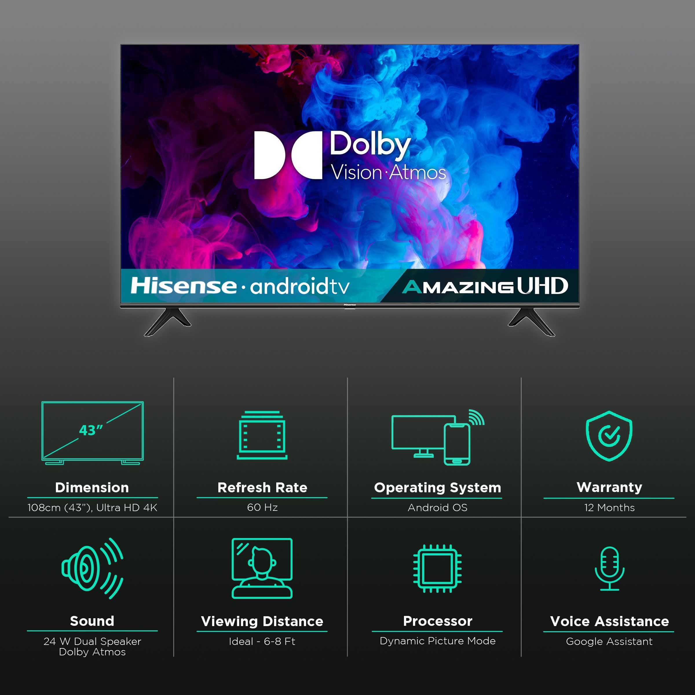 Hisense A71F 108 cm (43 inch) 4K Ultra HD LED Android TV with Google Assistant (2020 model) Hisense A71F 108 cm (43 inch) 4K Ultra HD LED Android TV with Google Assistant (2020 model)_3