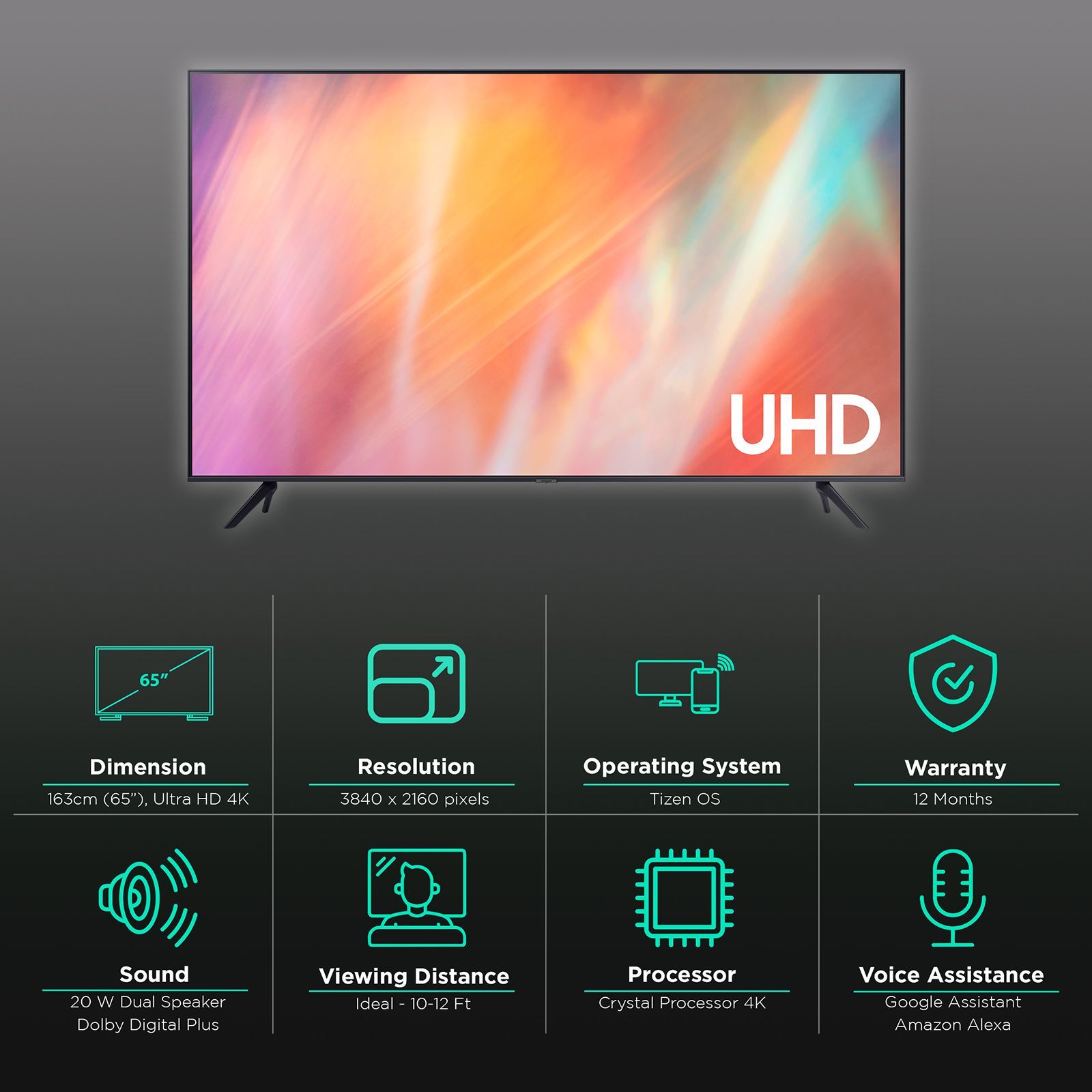 SAMSUNG Series 7 165 cm (65 inch) 4K Ultra HD LED Tizen TV with Alexa Compatibility (2021 model)_2