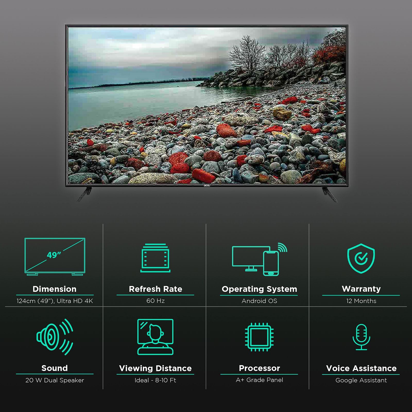 DETEL 124 cm (49 inch) 4K Ultra HD LED Android TV with Google Assistant (2019 model) DETEL 124 cm (49 inch) 4K Ultra HD LED Android TV with Google Assistant (2019 model)_2