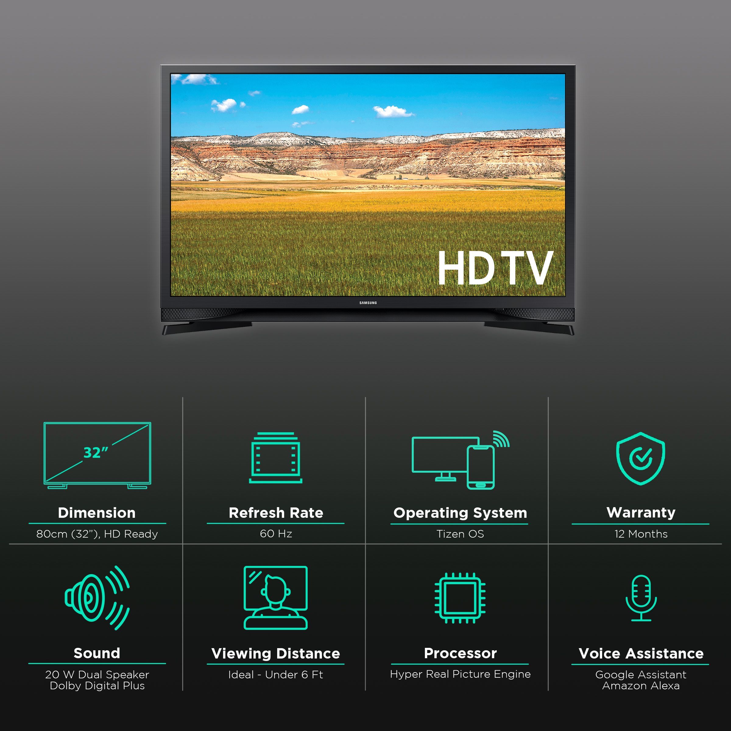 SAMSUNG Series 4 80 cm (32 inch) HD Ready LED Smart Tizen TV with Alexa Compatibility_2