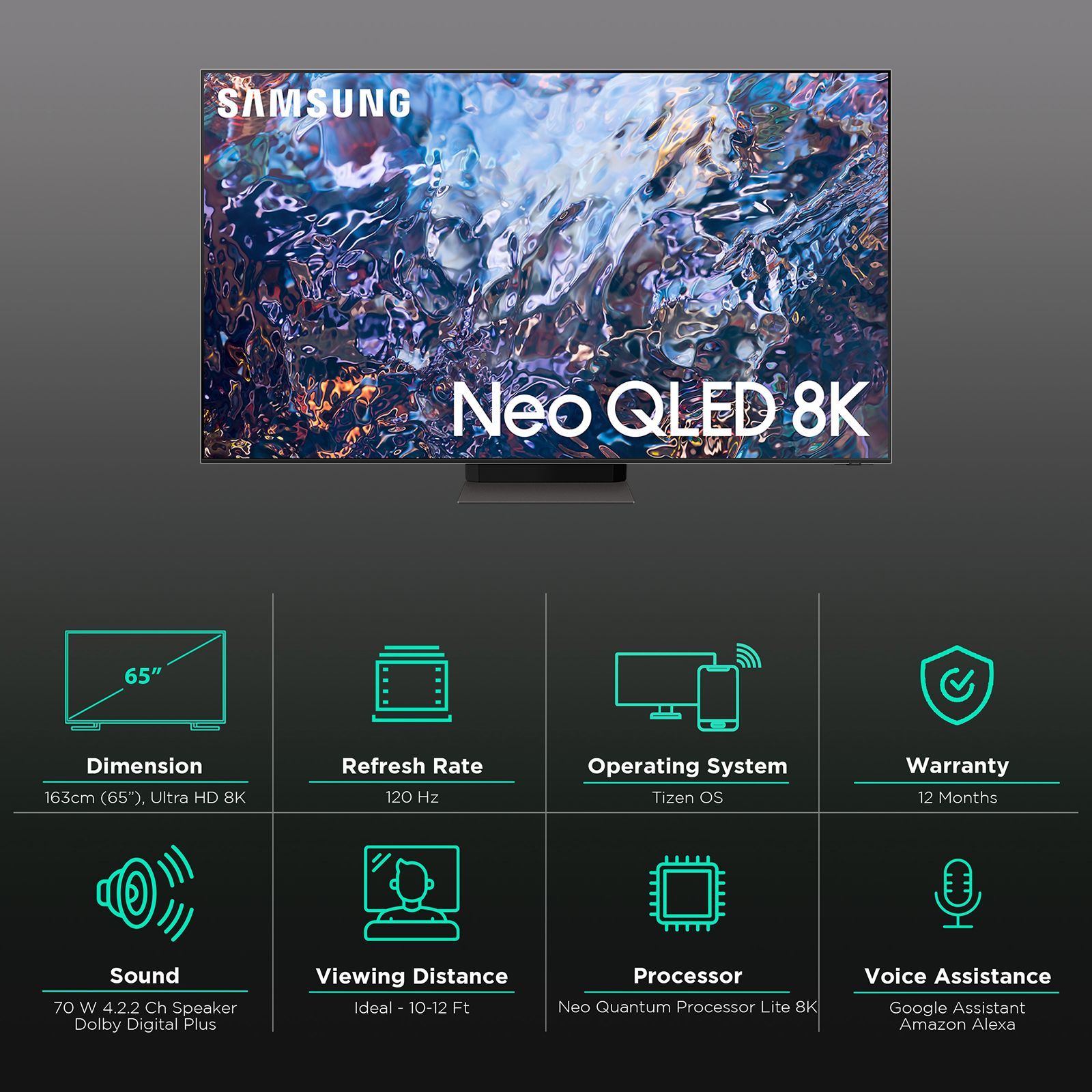 SAMSUNG Series 7 163 cm (65 inch) 8K Ultra HD QLED Tizen TV with Alexa Compatibility_2