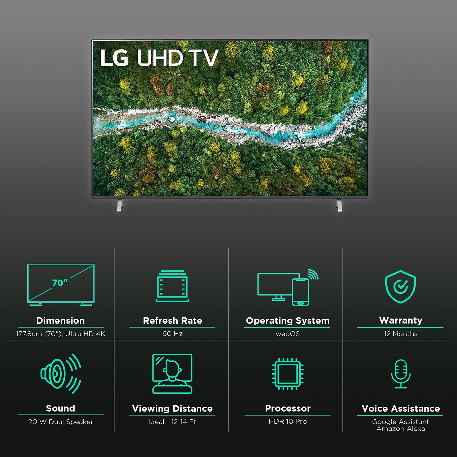 LG UP77 177.8 cm (70 inch) 4K Ultra HD LED WebOS TV with Alexa Compatibility_3