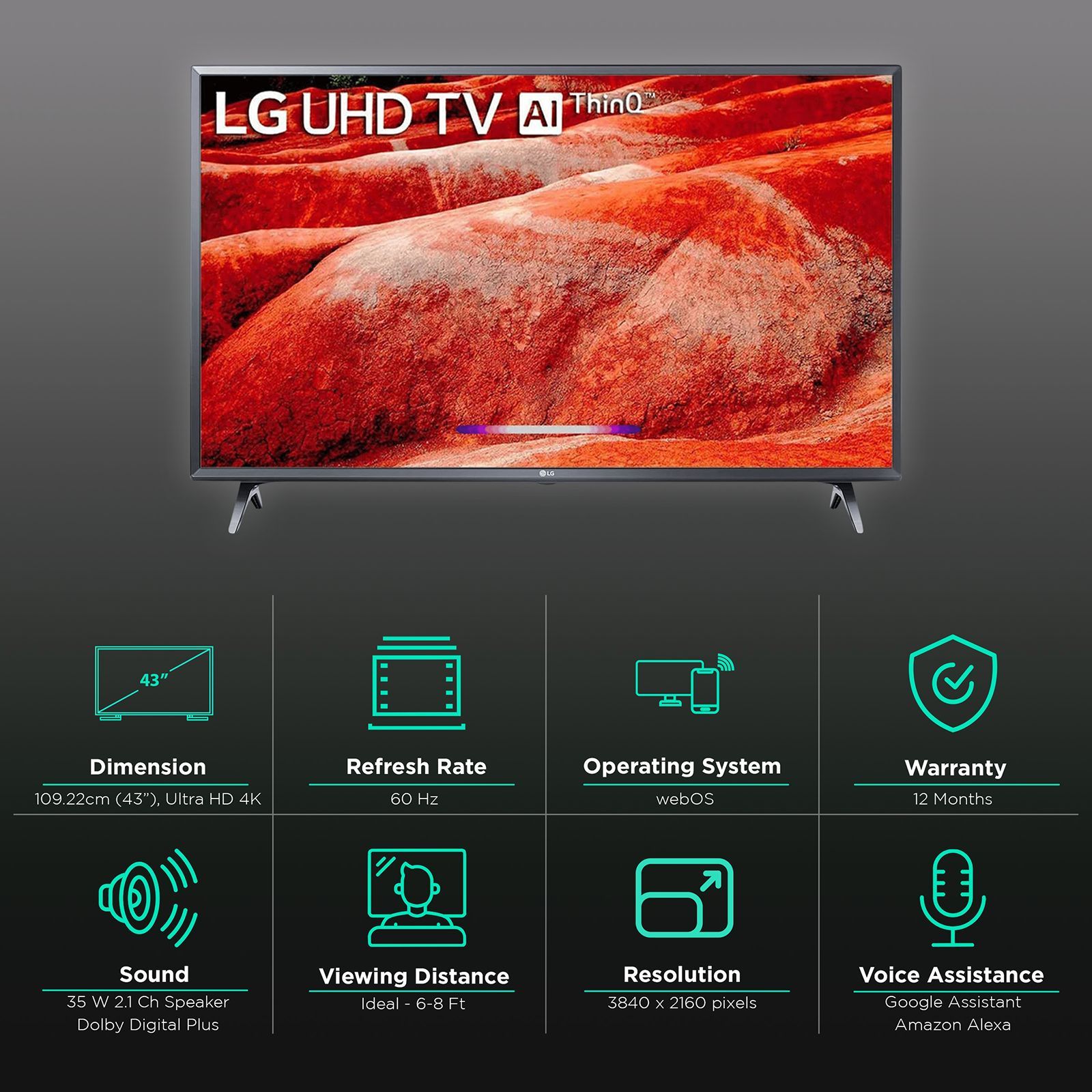 LG UM77 109.22 cm (43 inch) 4K Ultra HD LED WebOS TV with Alexa Compatibility (2021 model)_3