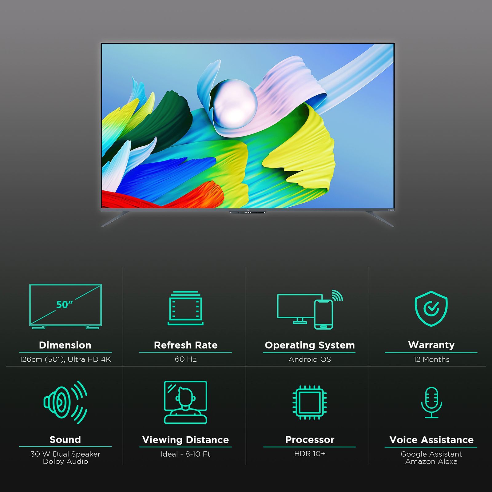 OnePlus U Series 126 cm (50 inch) 4K Ultra HD LED Android TV with Built-in Google Assistant (2021 model) OnePlus U Series 126 cm (50 inch) 4K Ultra HD LED Android TV with Built-in Google Assistant (2021 model)_3