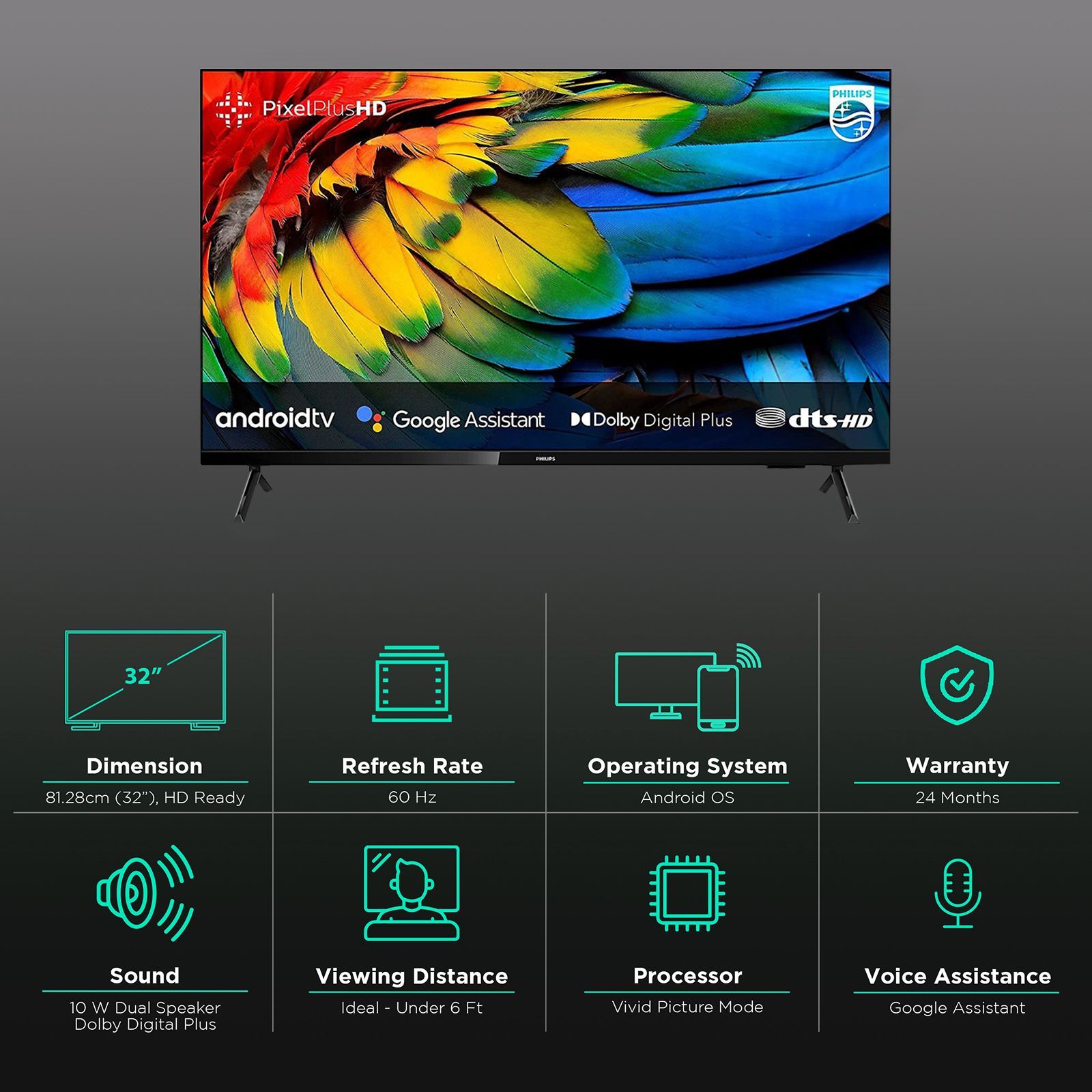 PHILIPS 6900 Series 81.28 cm (32 inch) HD Ready LED Smart Android TV with Google Assistant (2021 model)_2