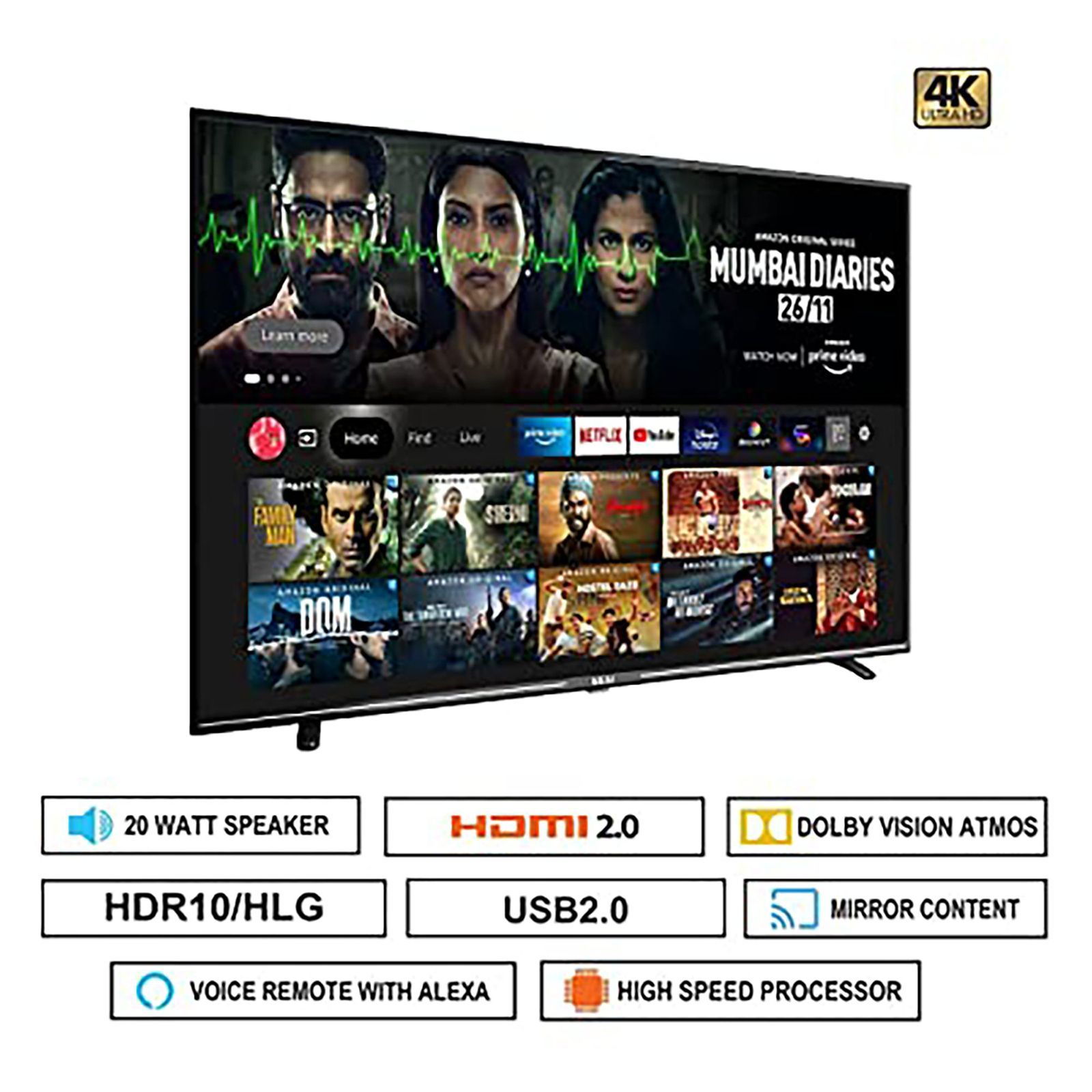 AKAI 127 cm (50 inch) 4K Ultra HD LED Fire TV with Alexa Compatibility (2021 model)_9