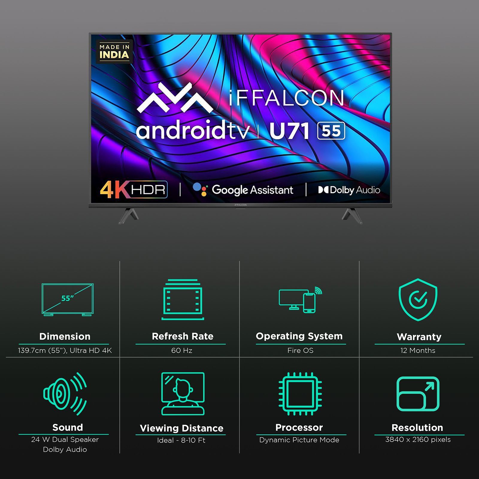 iFFALCON U71 Series 139.7 cm (55 inch) 4K Ultra HD LED Fire TV with Hands-Free Voice Control_3