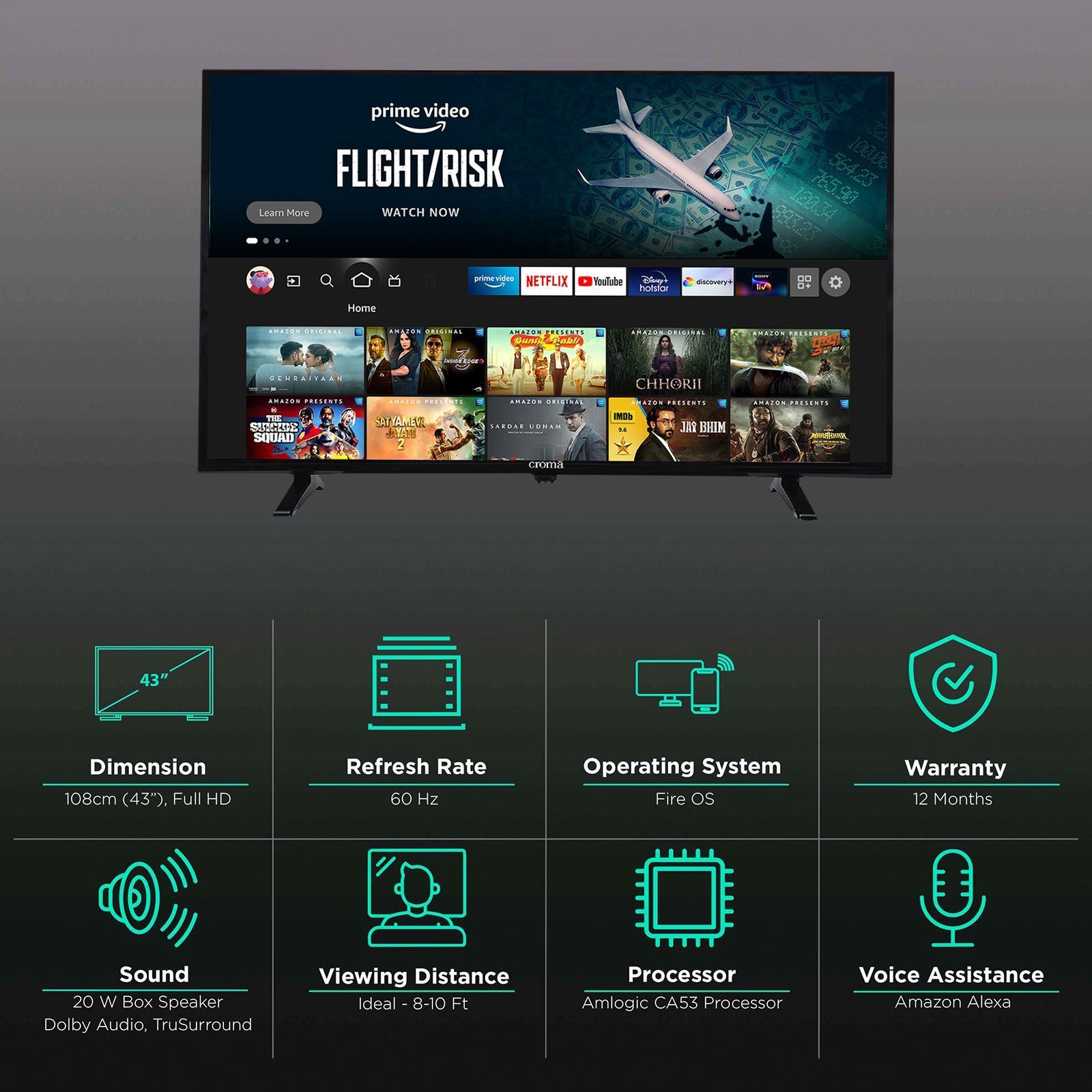 Croma Fire TV 109 cm (43 inch) Full HD LED Smart Fire TV with Amazon Alexa Croma Fire TV 109 cm (43 inch) Full HD LED Smart Fire TV with Amazon Alexa_3
