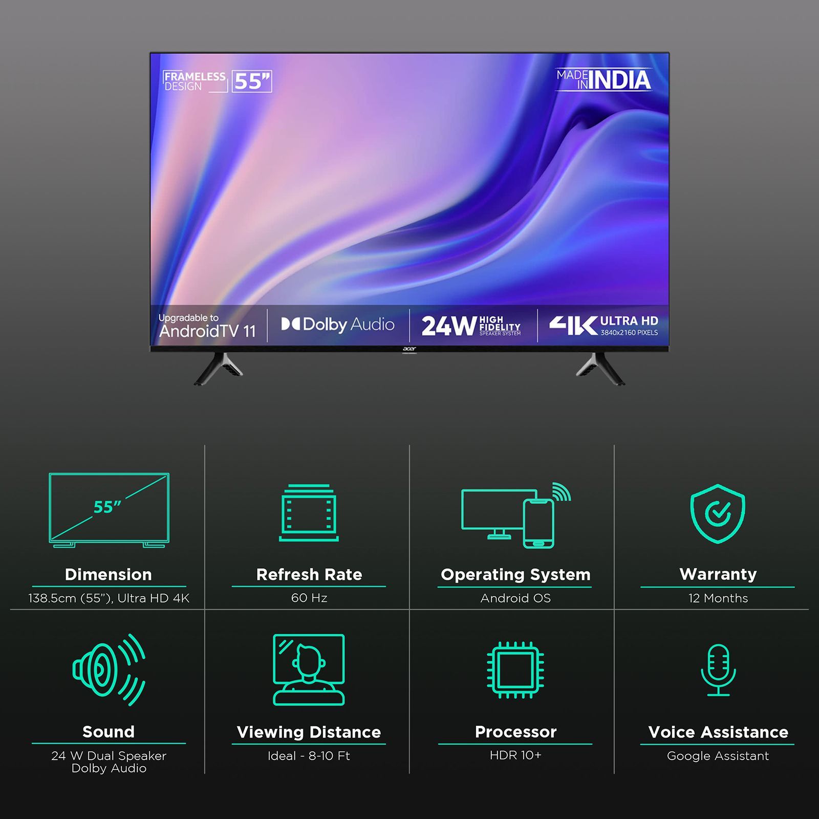 Acer Frameless 140 cm (55 inch) 4K Ultra HD LED Android TV with Google Assistant (2021 model)_2