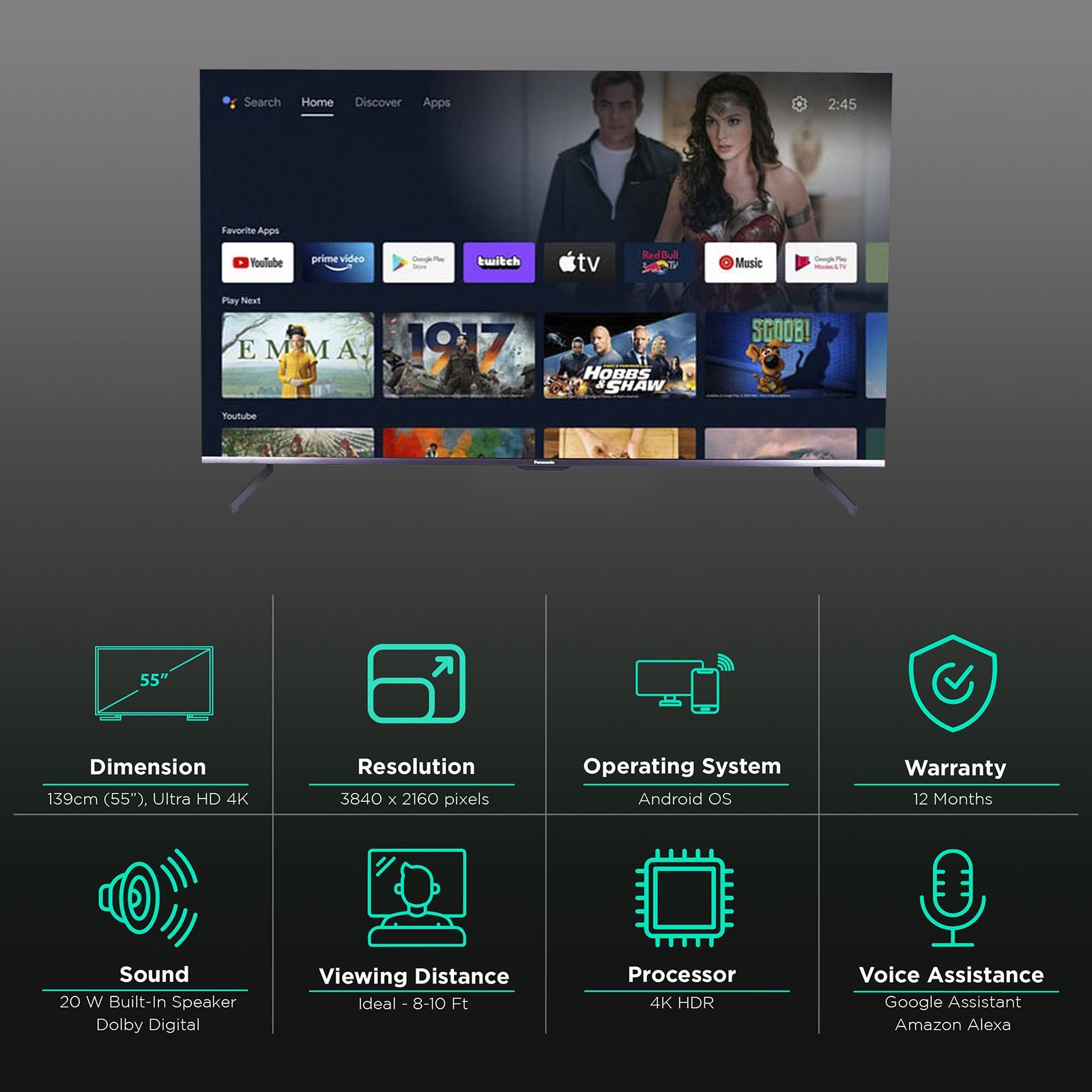 Panasonic LX 139 cm (55 inch) 4K Ultra HD LED Android TV with Alexa Compatibility_3