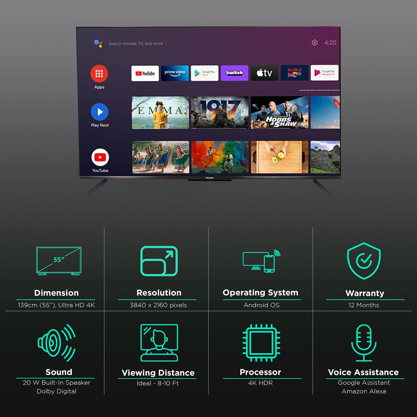 Panasonic LX 140 cm (55 inch) 4K Ultra HD LED Android TV with Alexa Compatibility_3