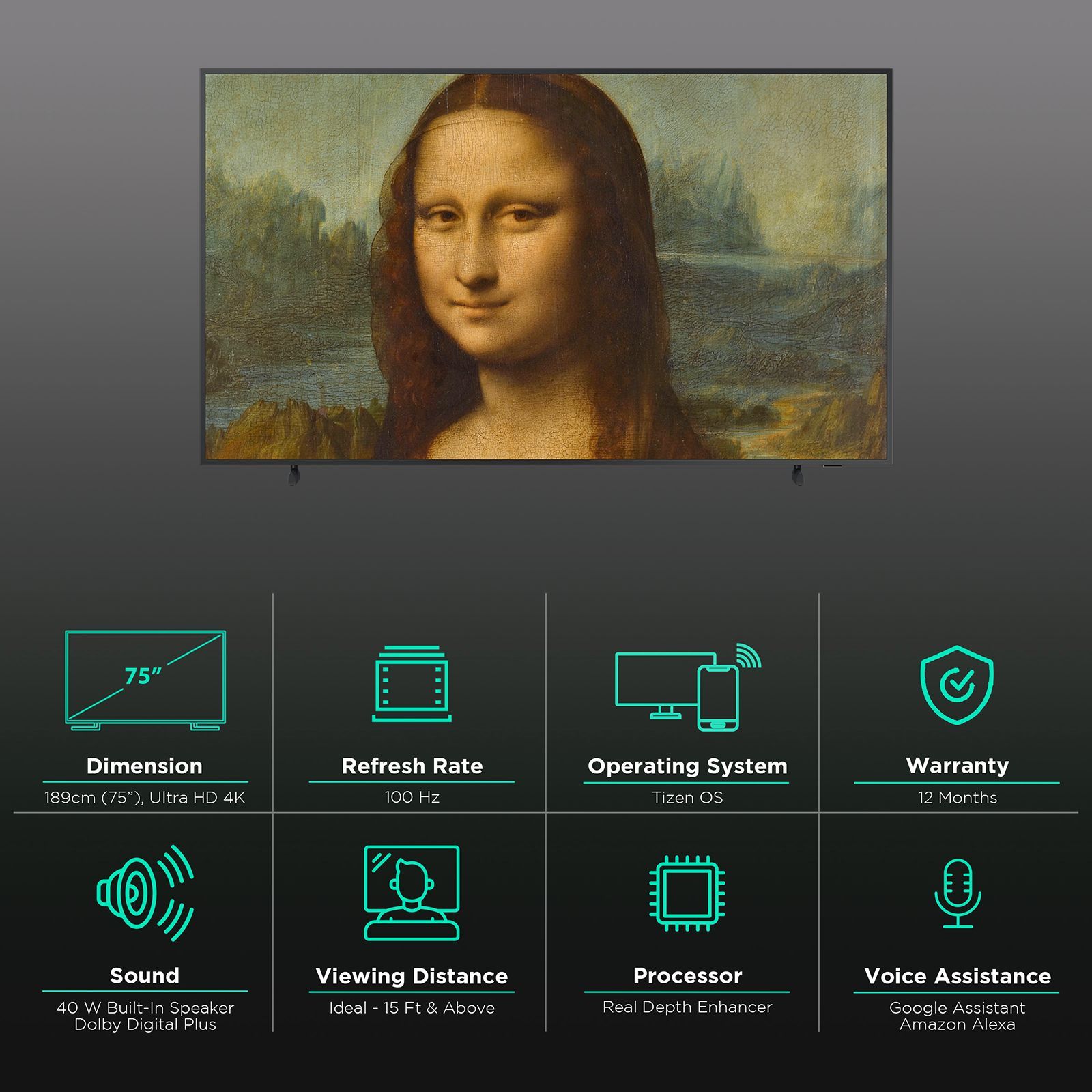 SAMSUNG LS Frame Series 189 cm (75 inch) QLED 4K Ultra HD Tizen TV with Alexa Compatibility_3