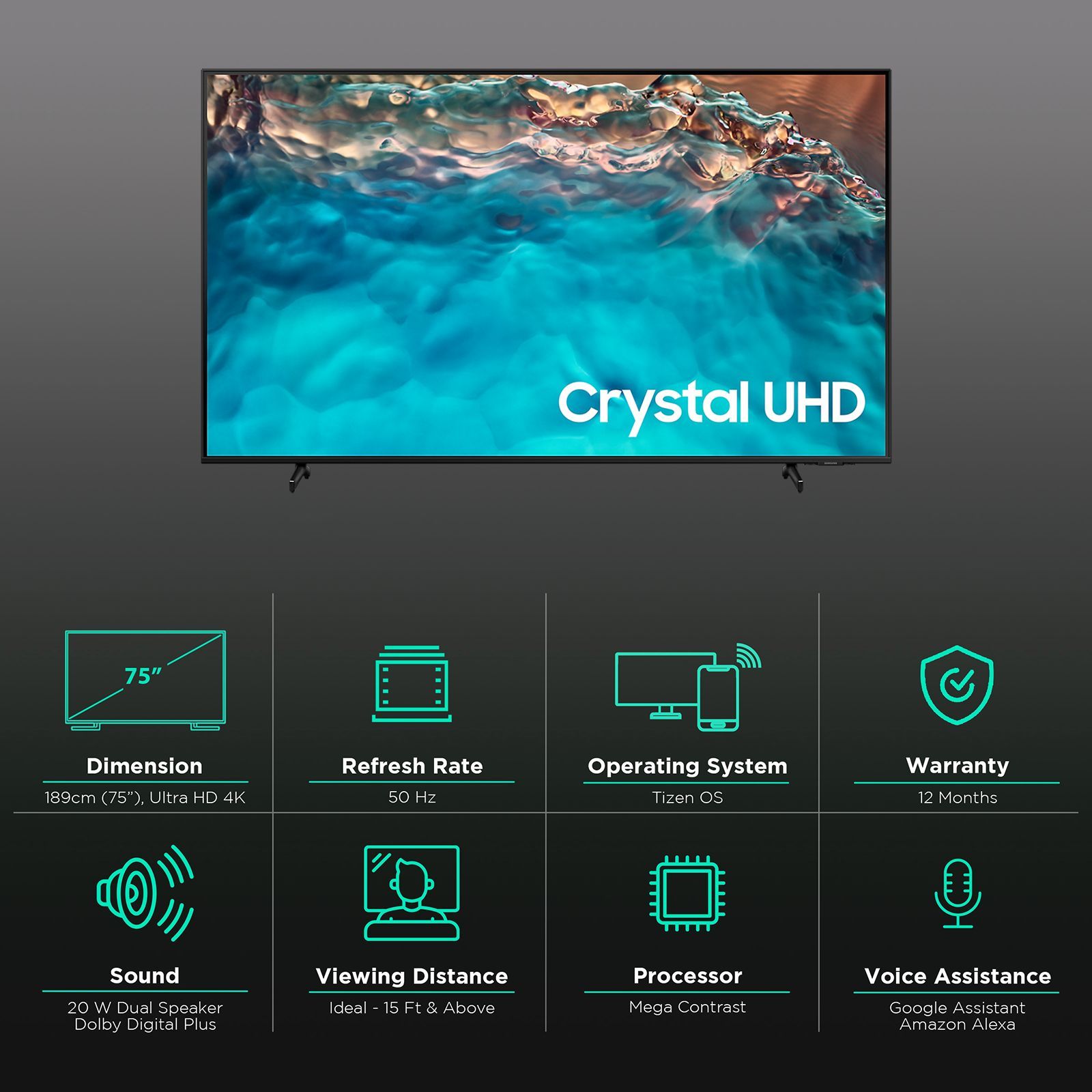 SAMSUNG Series 8 189 cm (75 inch) 4K Ultra HD LED Tizen TV with Alexa Compatibility_3