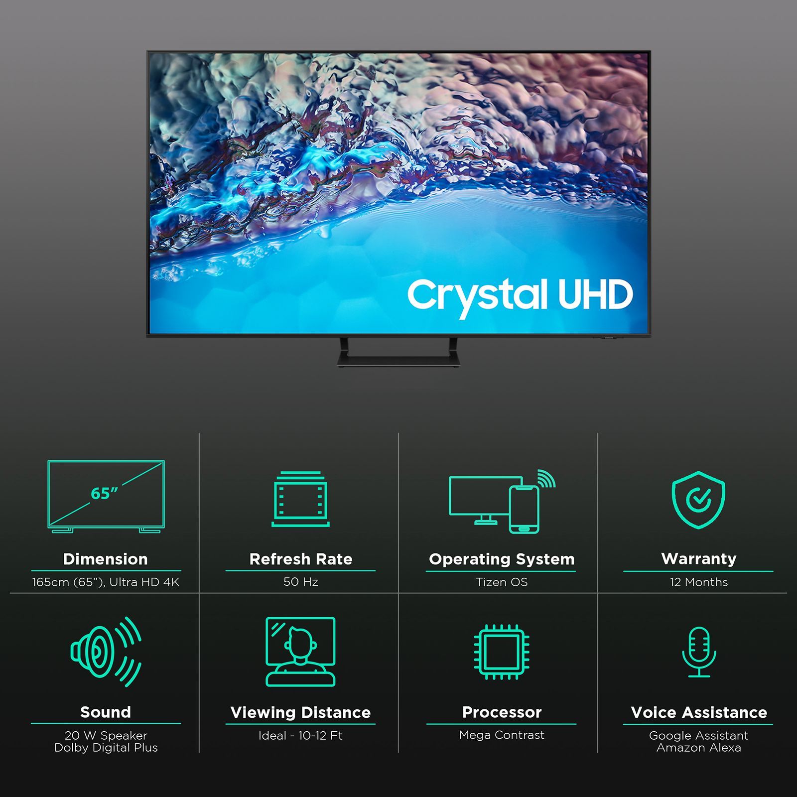 SAMSUNG Series 8 165 cm (65 inch) 4K Ultra HD LED Tizen TV with Alexa Compatibility_3