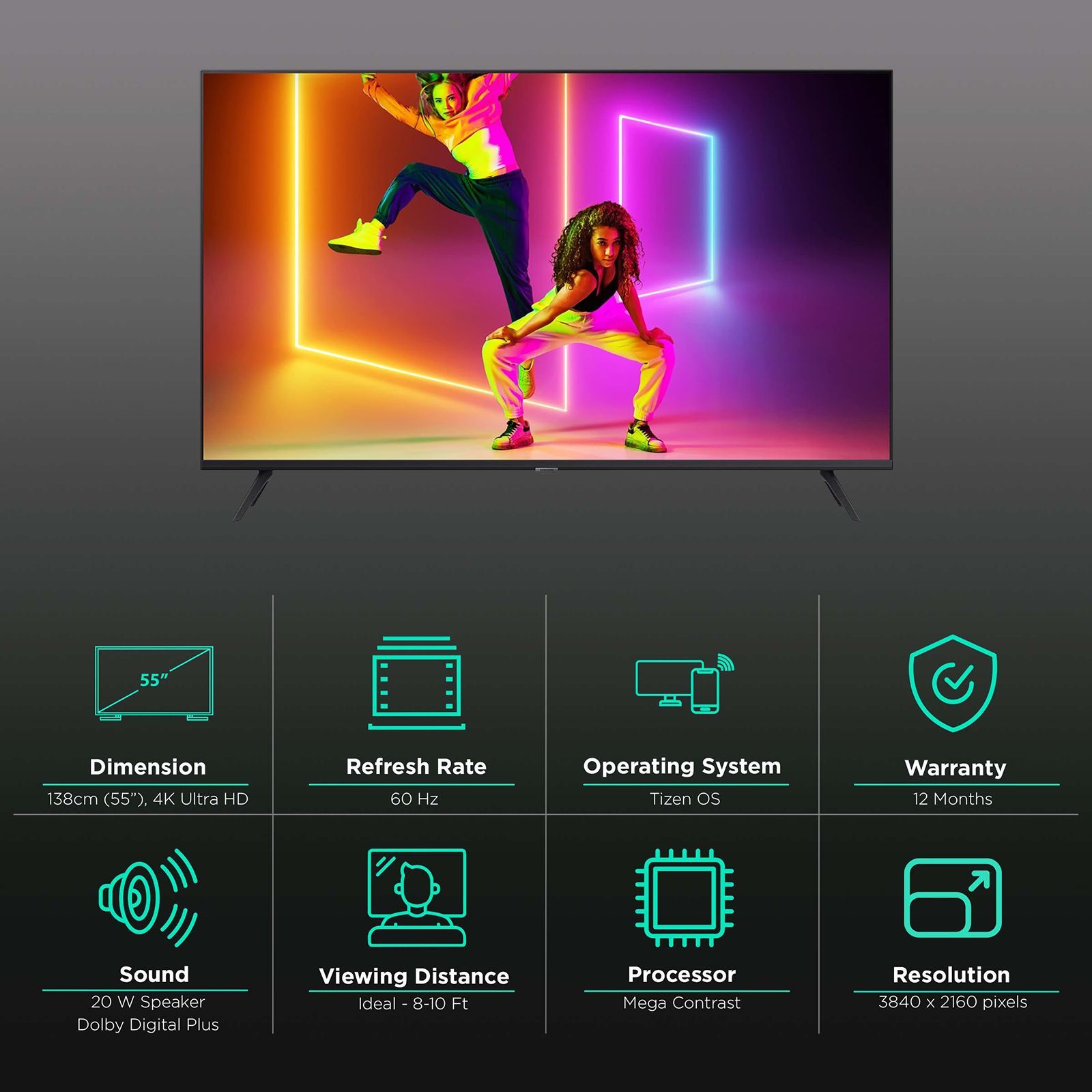 SAMSUNG Crystal 4K 138 cm (55 inch) 4K Ultra HD LED Tizen Smart TV (2021 model)_3