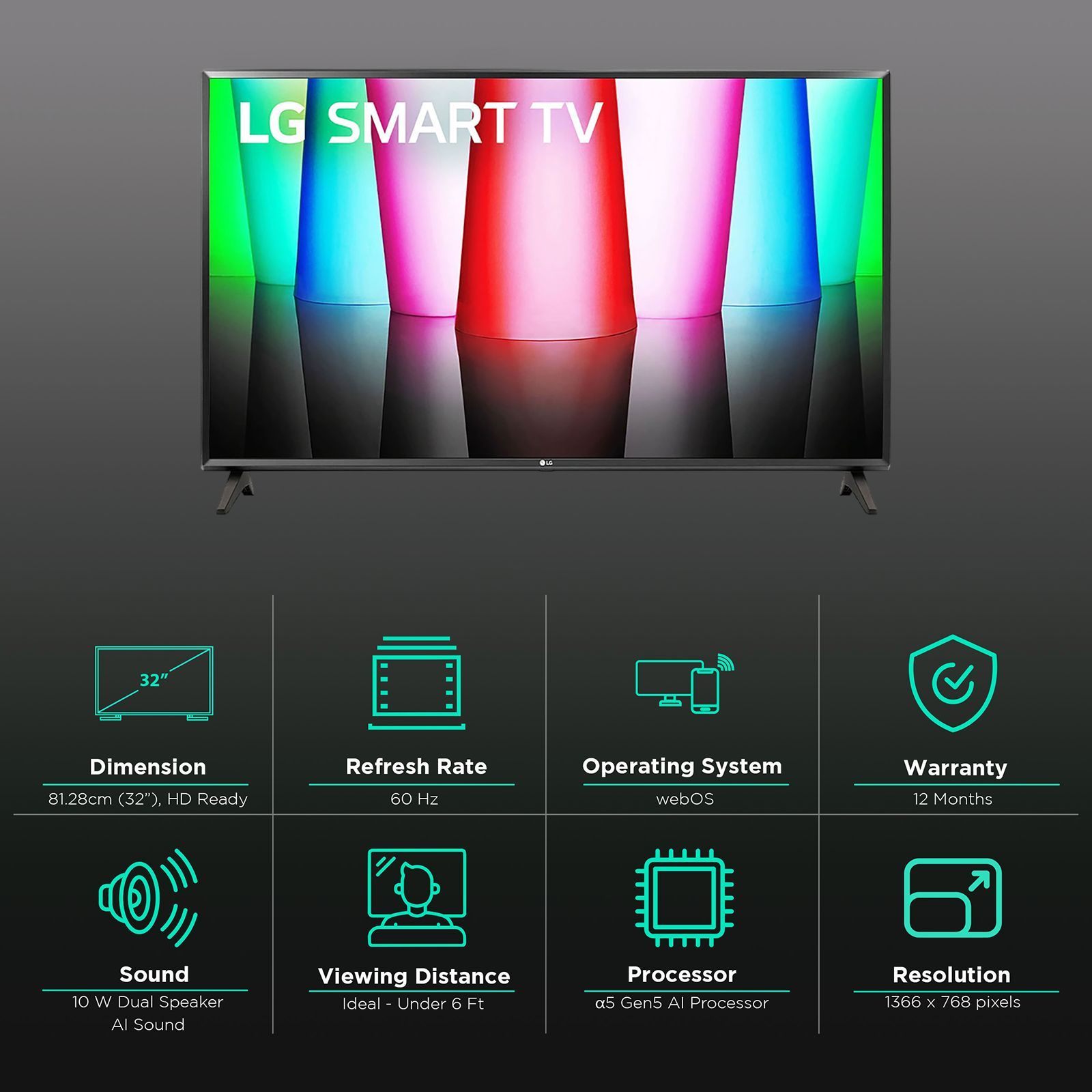 LG LQ57 81.28 cm (32 inch) HD Ready LED Smart WebOS TV with Gen5 AI Processor_3