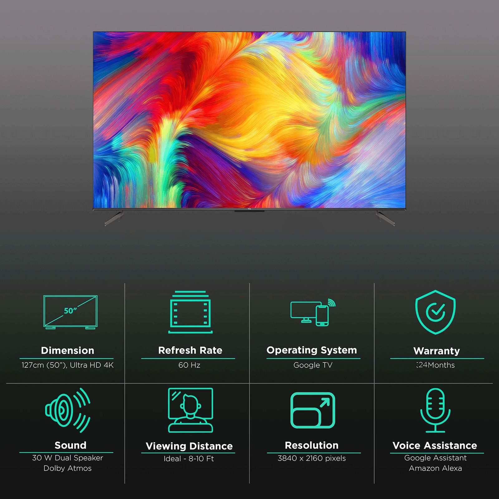TCL P735 127 cm (50 inch) 4K Ultra HD LED Android TV with Google Assistant (2022 model) TCL P735 127 cm (50 inch) 4K Ultra HD LED Android TV with Google Assistant (2022 model)_3