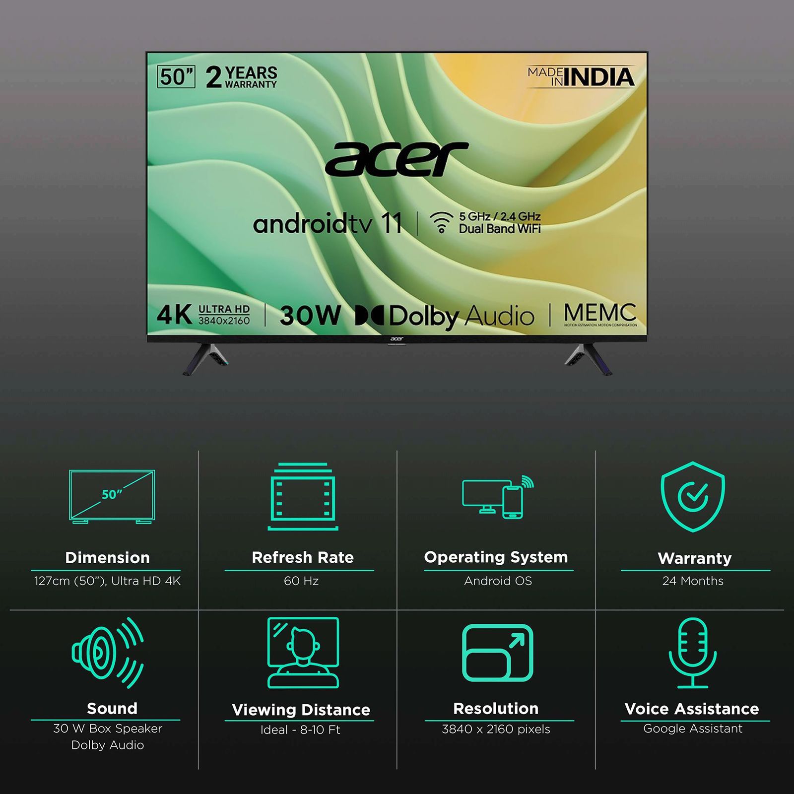 acer I Series 126 cm (50 inch) 4K Ultra HD LED Android TV with Google Assistant (2022 model)_3