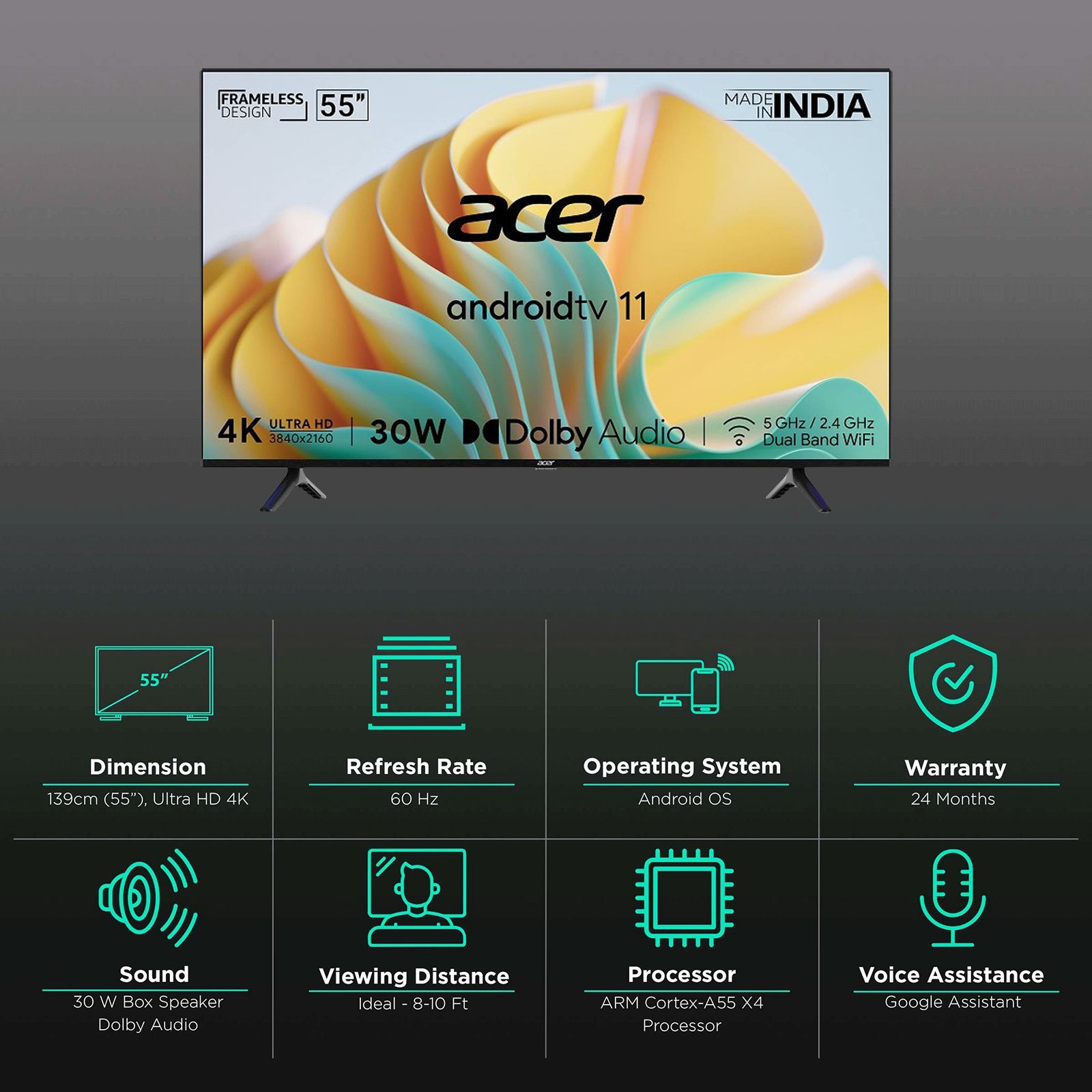 Acer I Series 139 cm (55 inch) 4K Ultra HD LED Smart Android TV with Google Assistant (2022 model) Acer I Series 139 cm (55 inch) 4K Ultra HD LED Smart Android TV with Google Assistant (2022 model)_3