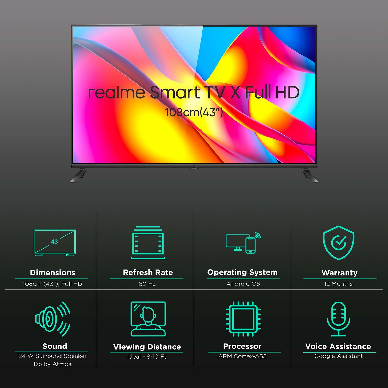 realme 108 cm (43 inch) Full HD LED Smart Android TV with Google Assistant (2022 model) realme 108 cm (43 inch) Full HD LED Smart Android TV with Google Assistant (2022 model)_3
