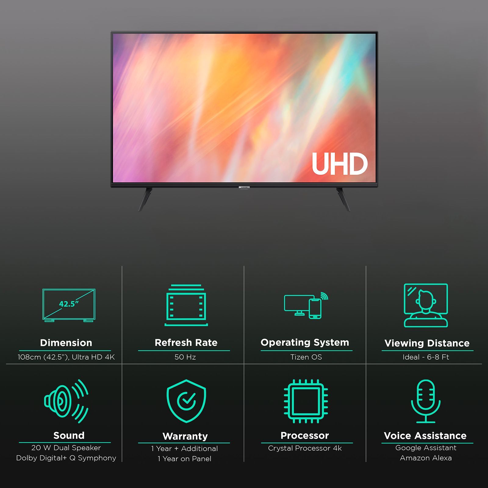 SAMSUNG 7 108 cm (43 inch) 4K Ultra HD LED Smart Tizen TV with Voice Assistance (2022 model)_3