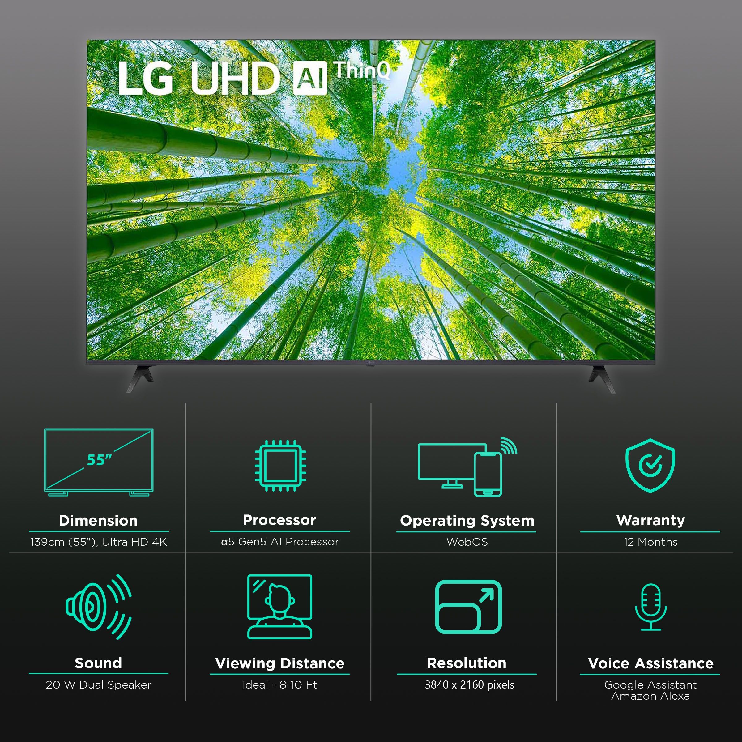 LG UQ80 139 cm (55 inch) 4K Ultra HD LED Smart WebOS TV with Voice Assistance (2022 model)_3