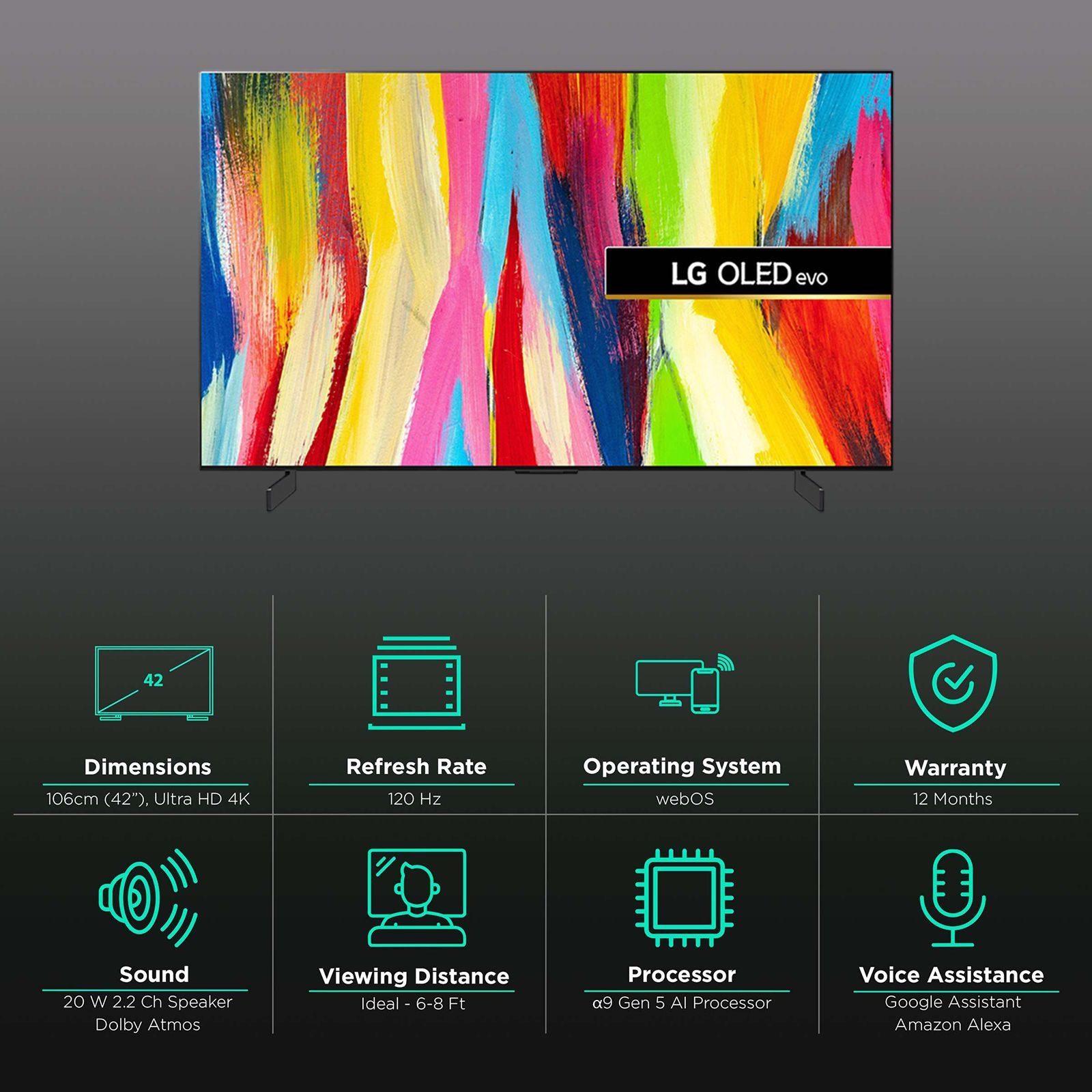 LG evo C2 106 cm (42 inch) 4K Ultra HD OLED Smart WebOS TV with Voice Assistance (2022 model)_3